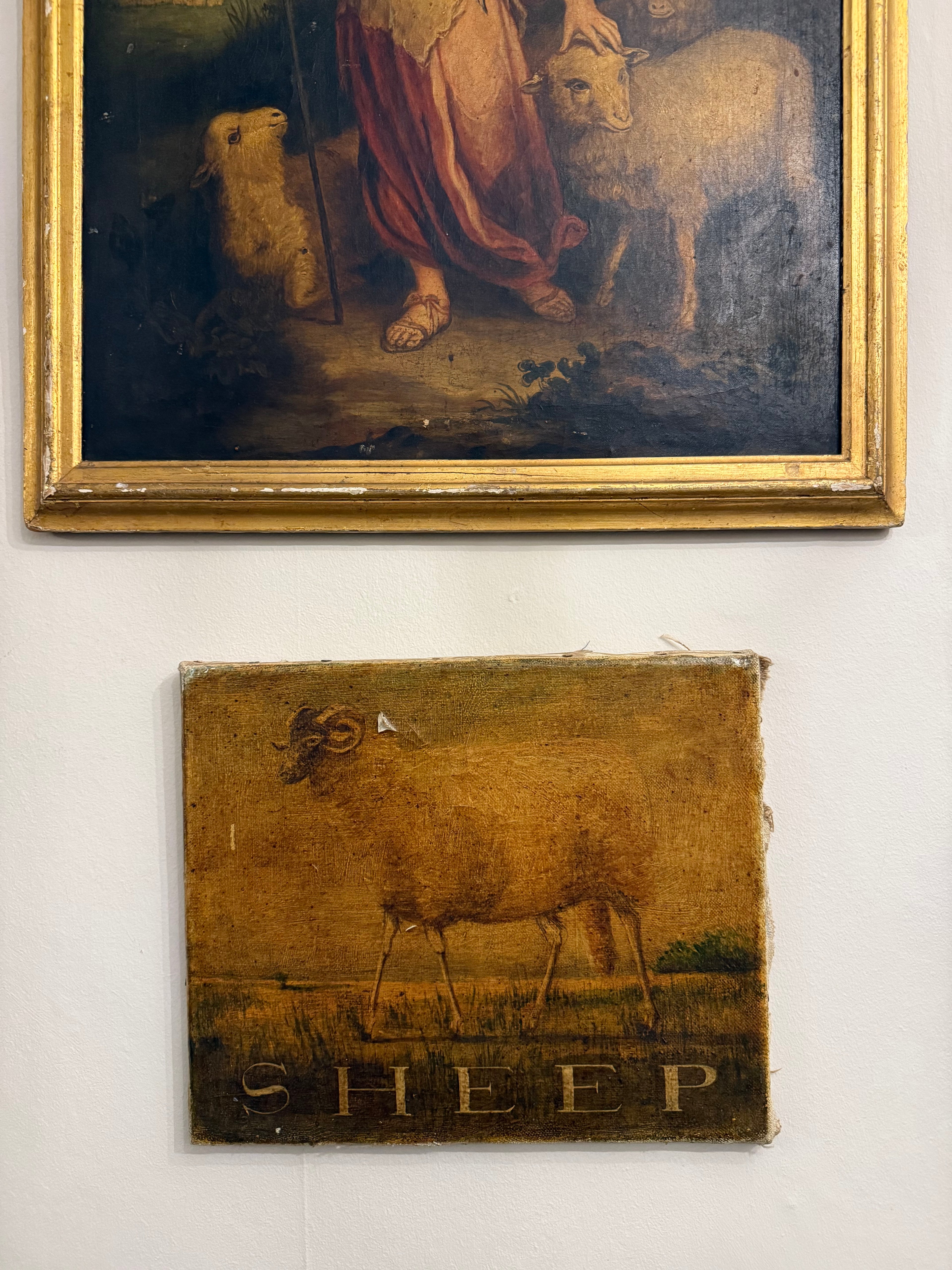 Sheep: naive oil on canvas painting