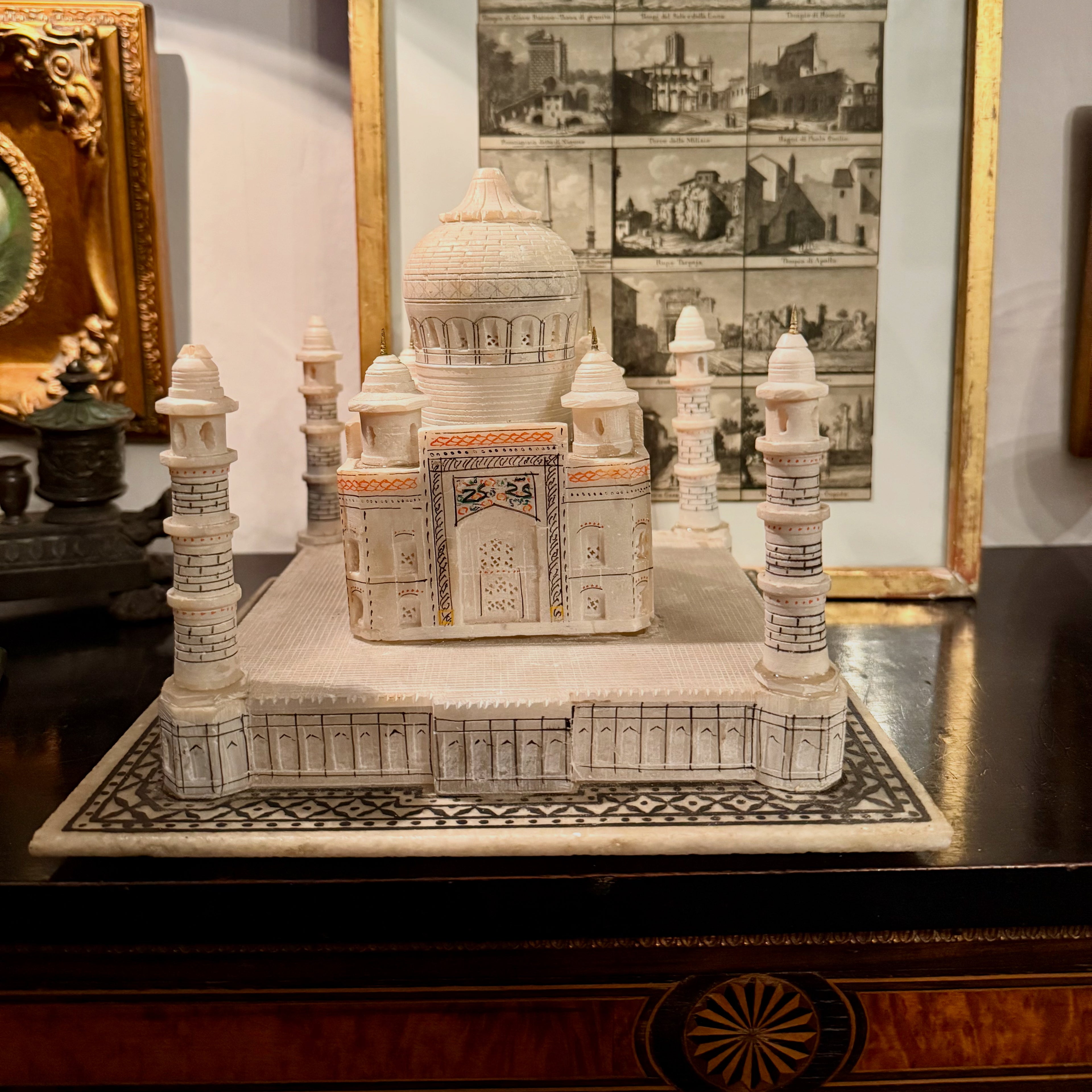 Miniature scale alabaster model of the Taj Mahal
