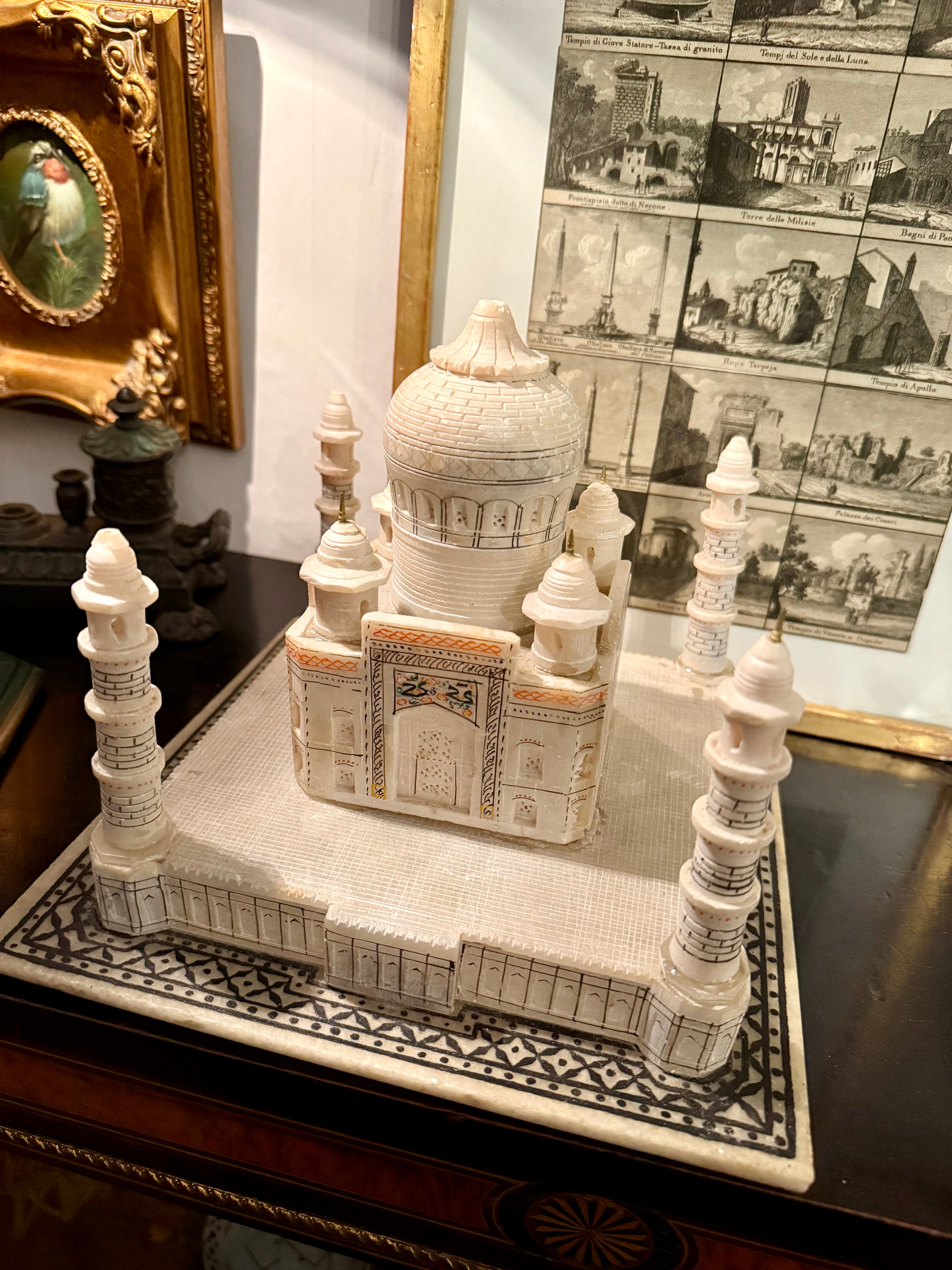 Miniature scale alabaster model of the Taj Mahal