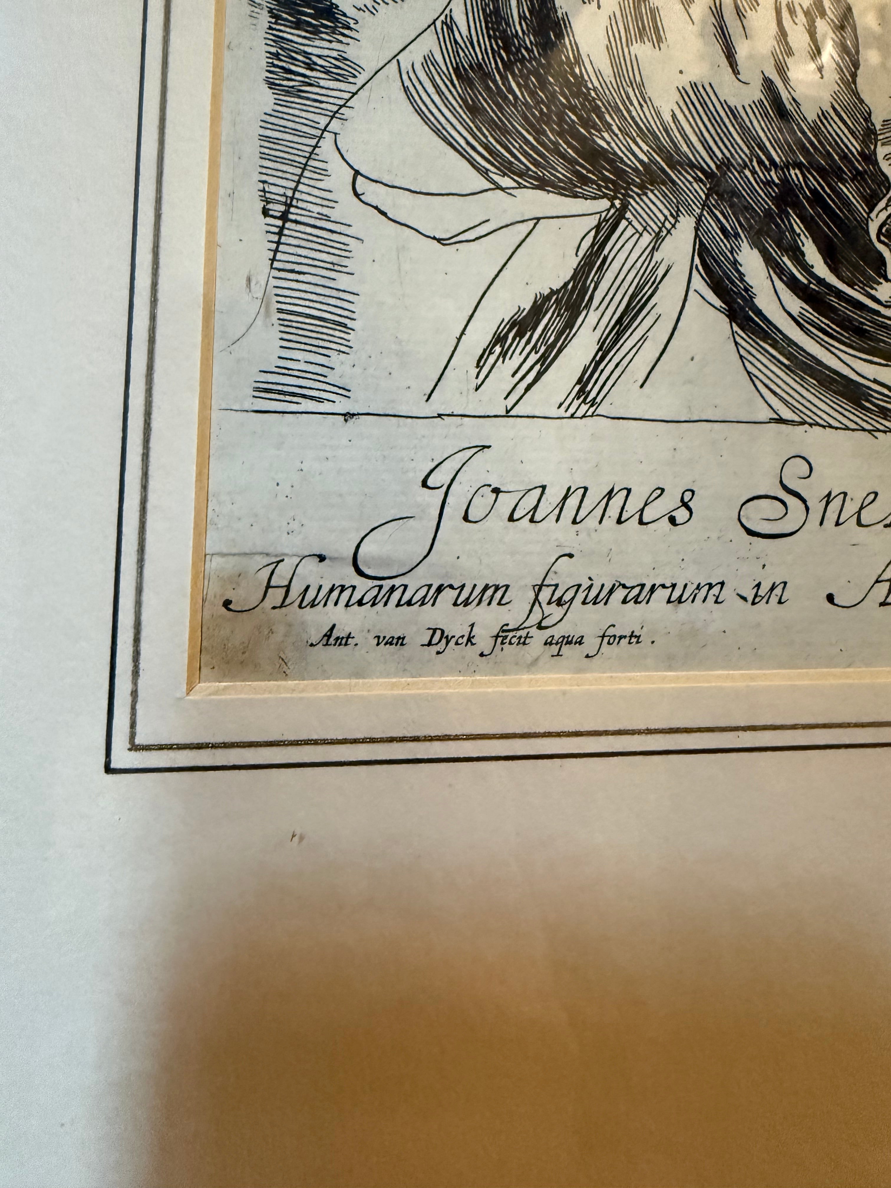 Flemish Old Master Anthony Van Dyck etching of Jan Snellinx