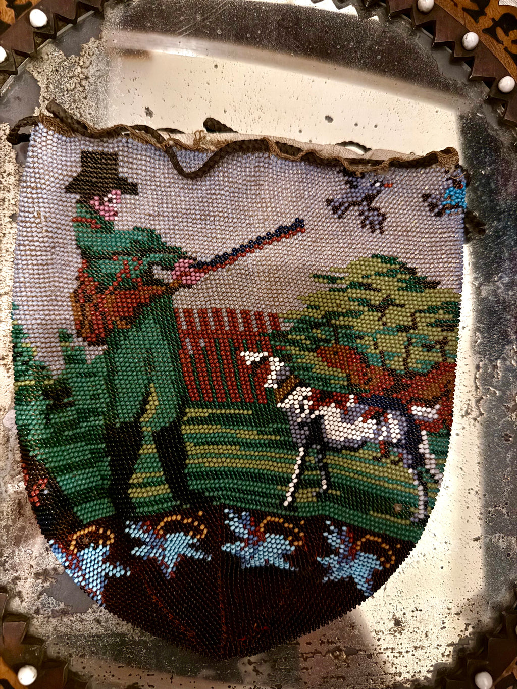 1870-1880 Victorian beadwork purse with calf lining