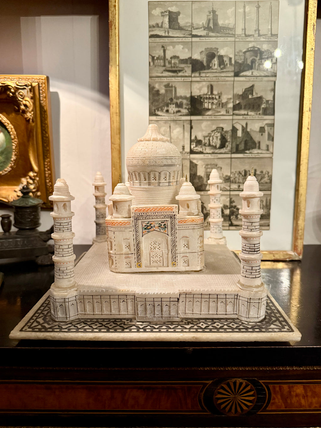 Miniature scale alabaster model of the Taj Mahal