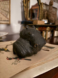 Hardwood ebonised antique carved hippo