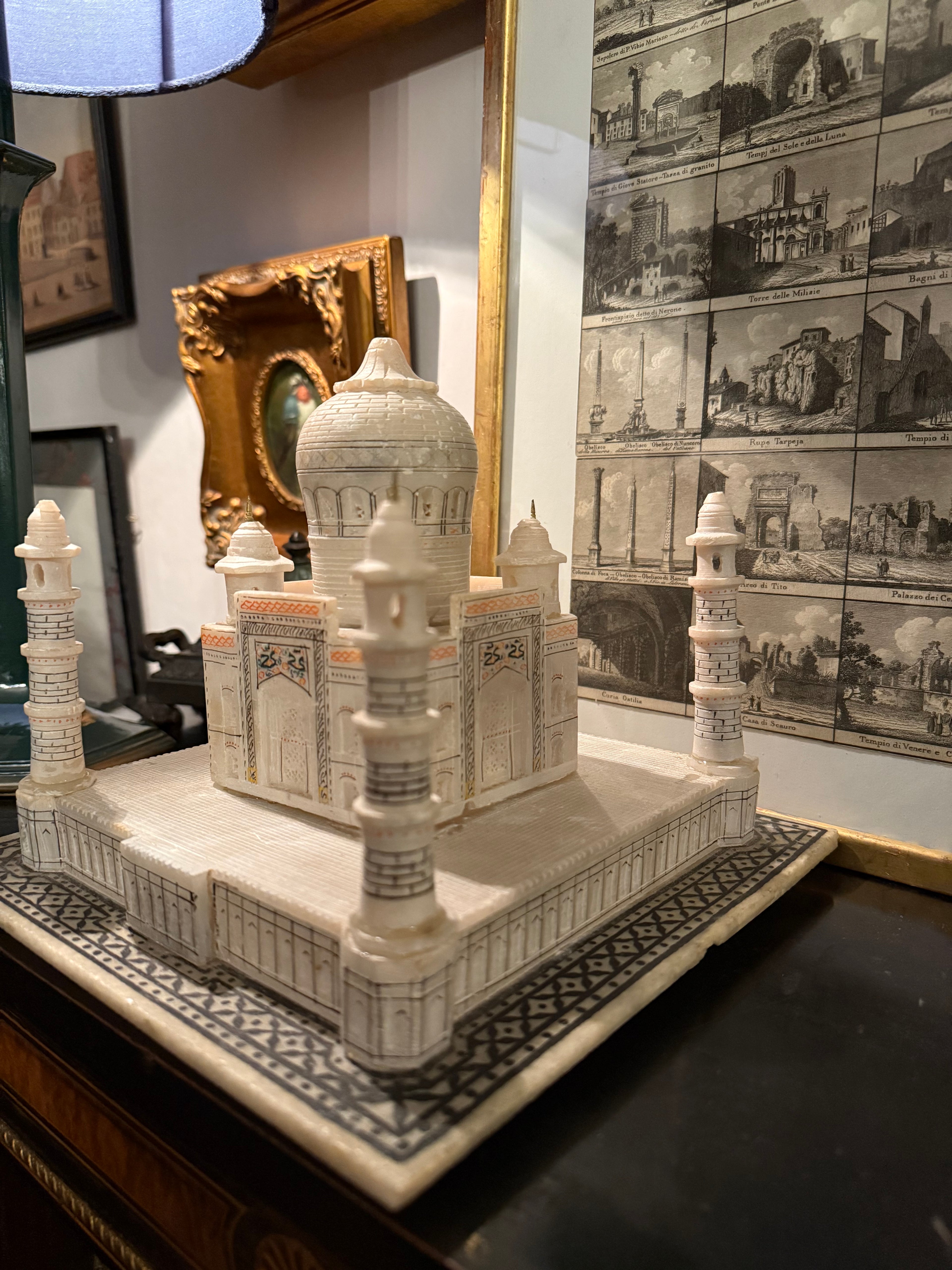 Miniature scale alabaster model of the Taj Mahal