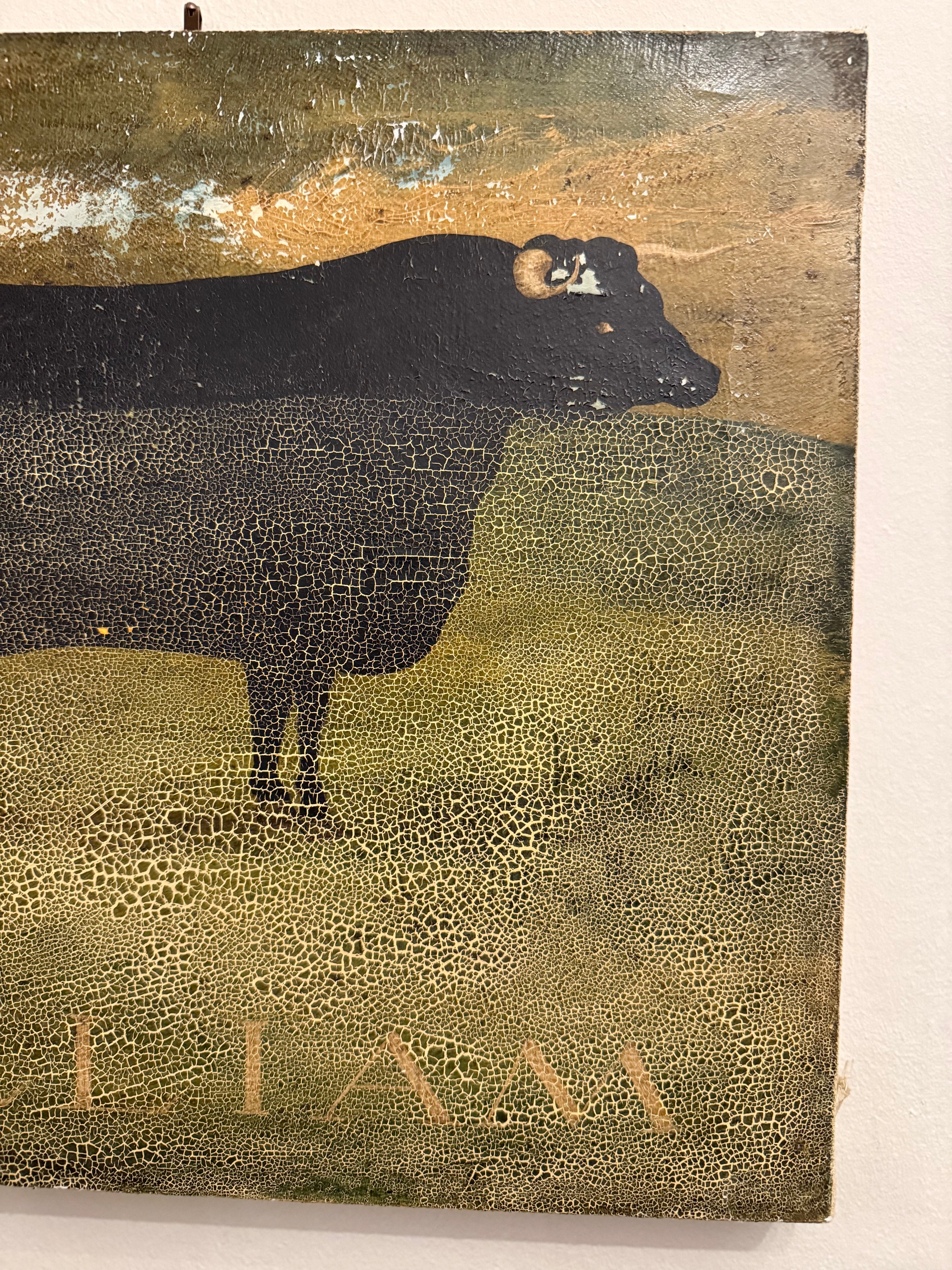 William: vintage naive cow portrait