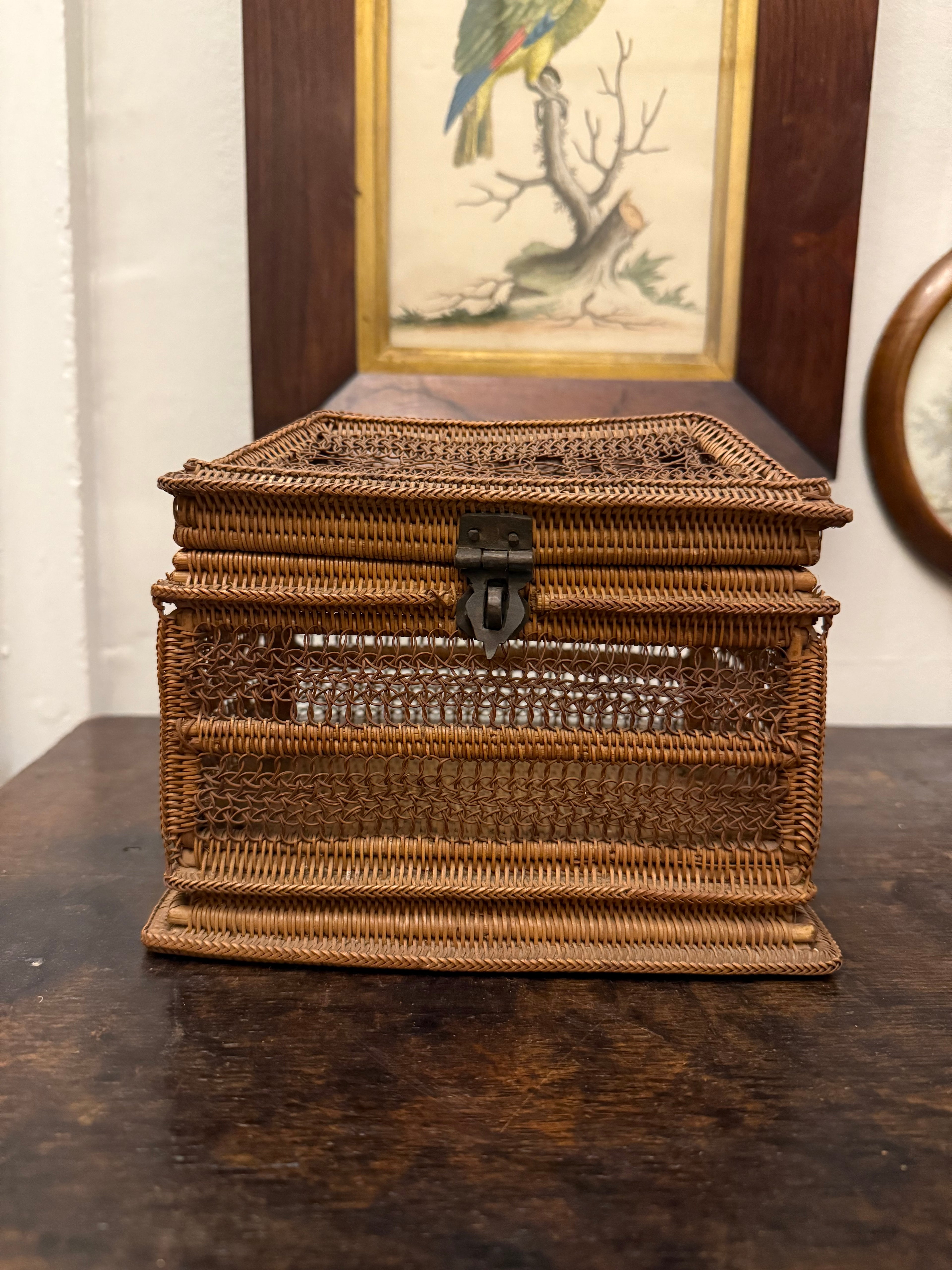 Antique fine woven bird basket