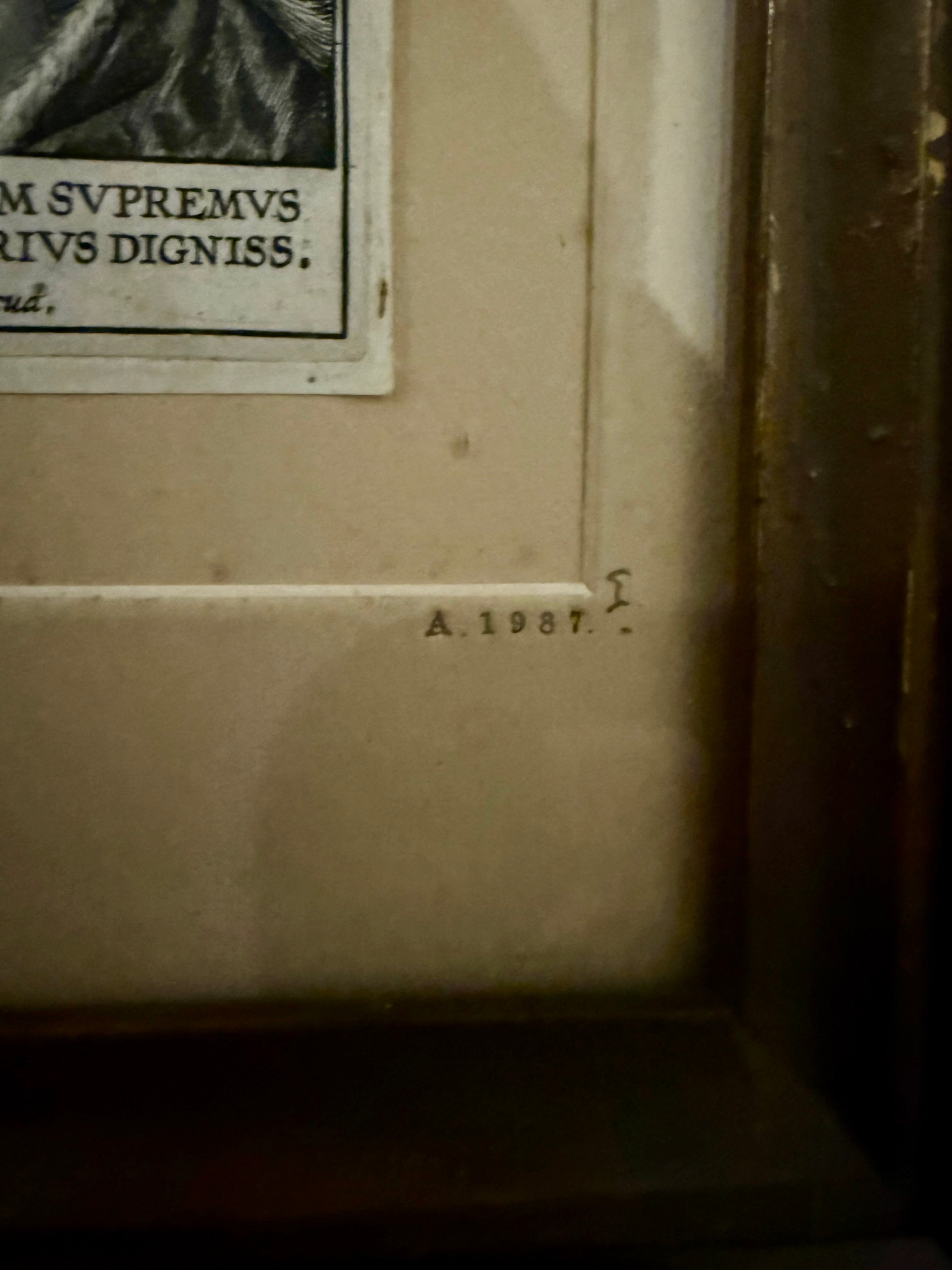 Antique Old Master engraving of Thomas More by Antony Weirx circa 1620 in satinwood frame