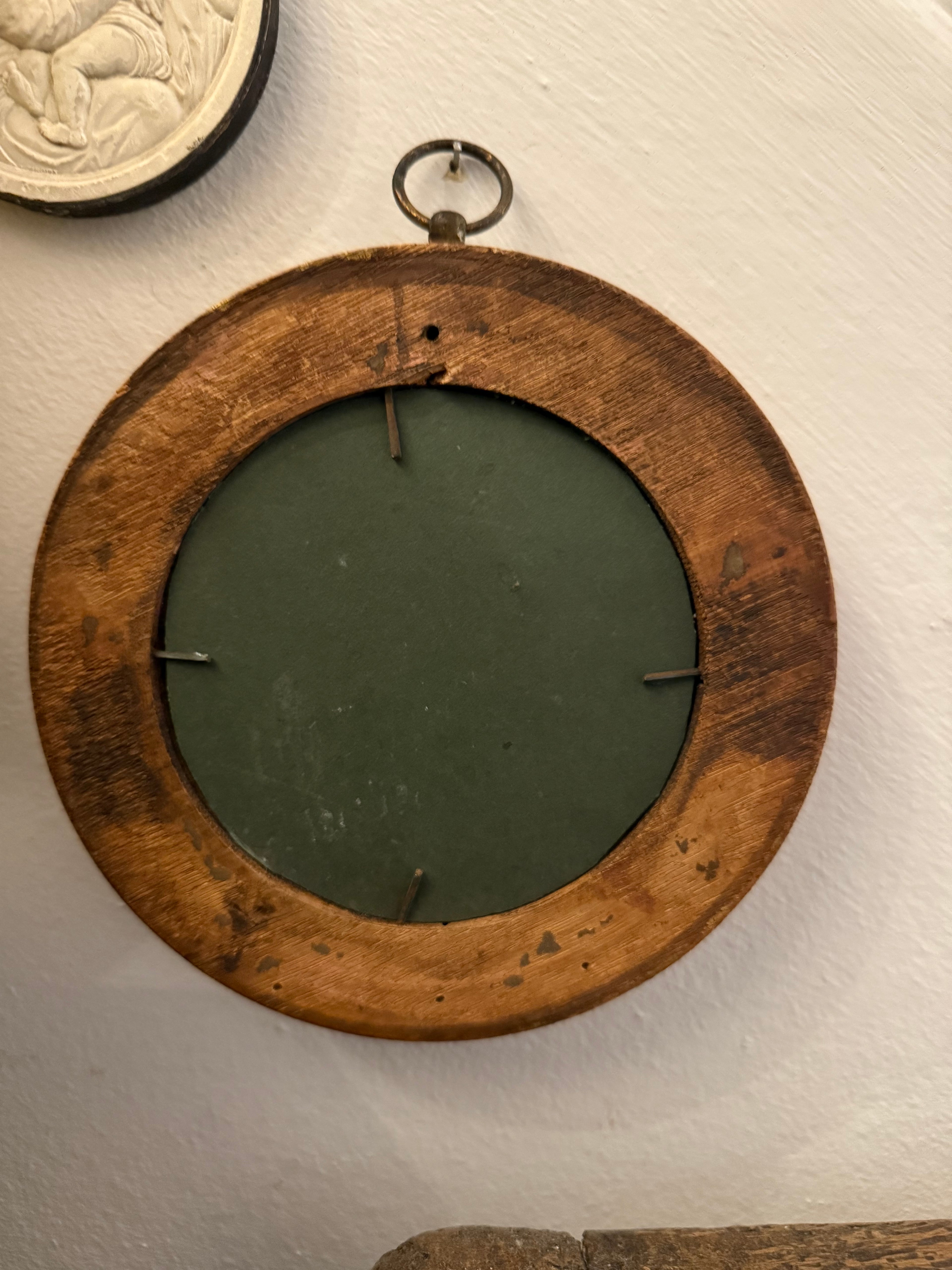 Antique early 19th century oil on board or card in gold frame