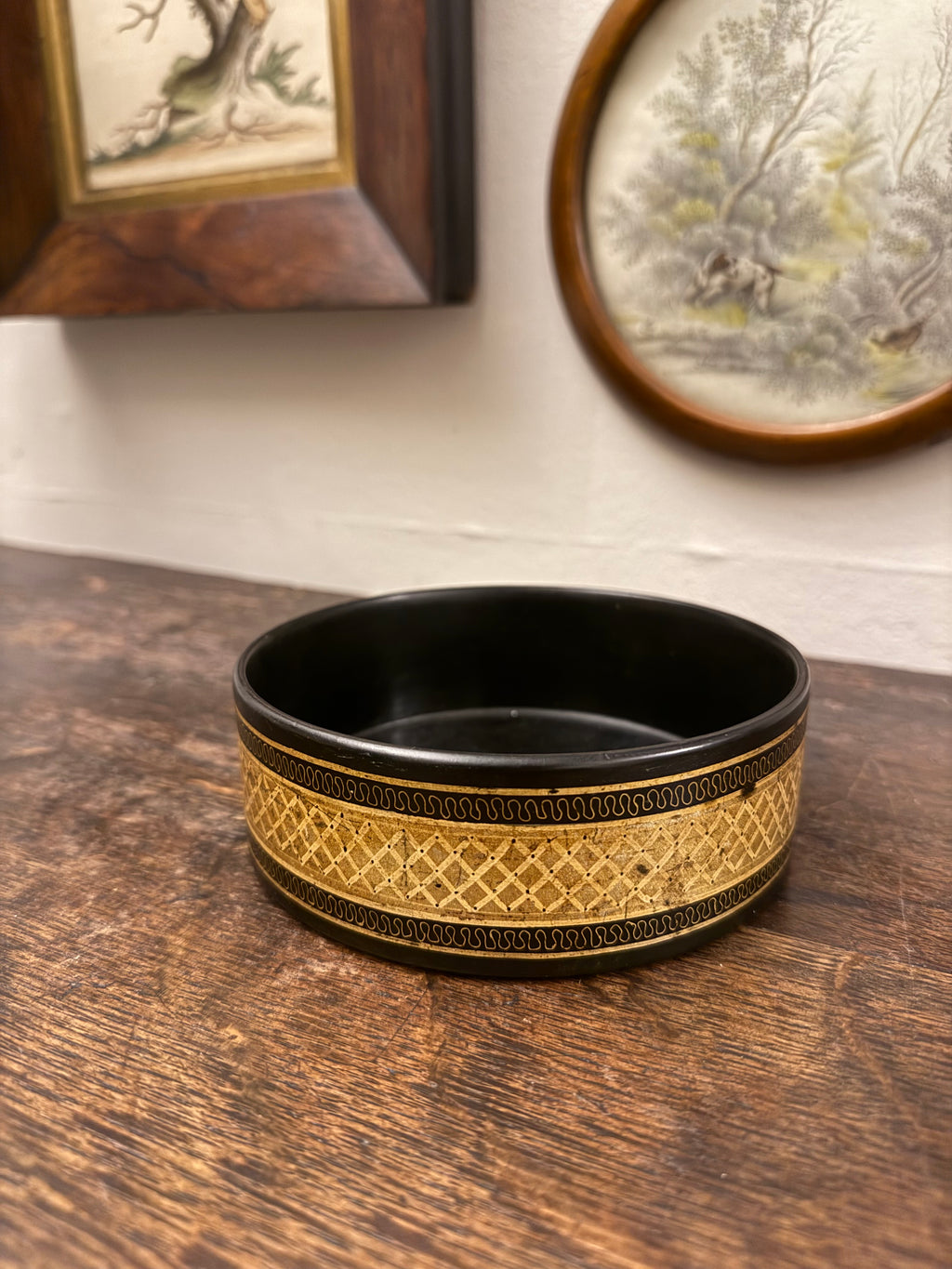 Late Georgian gold Papier Mache wine coaster