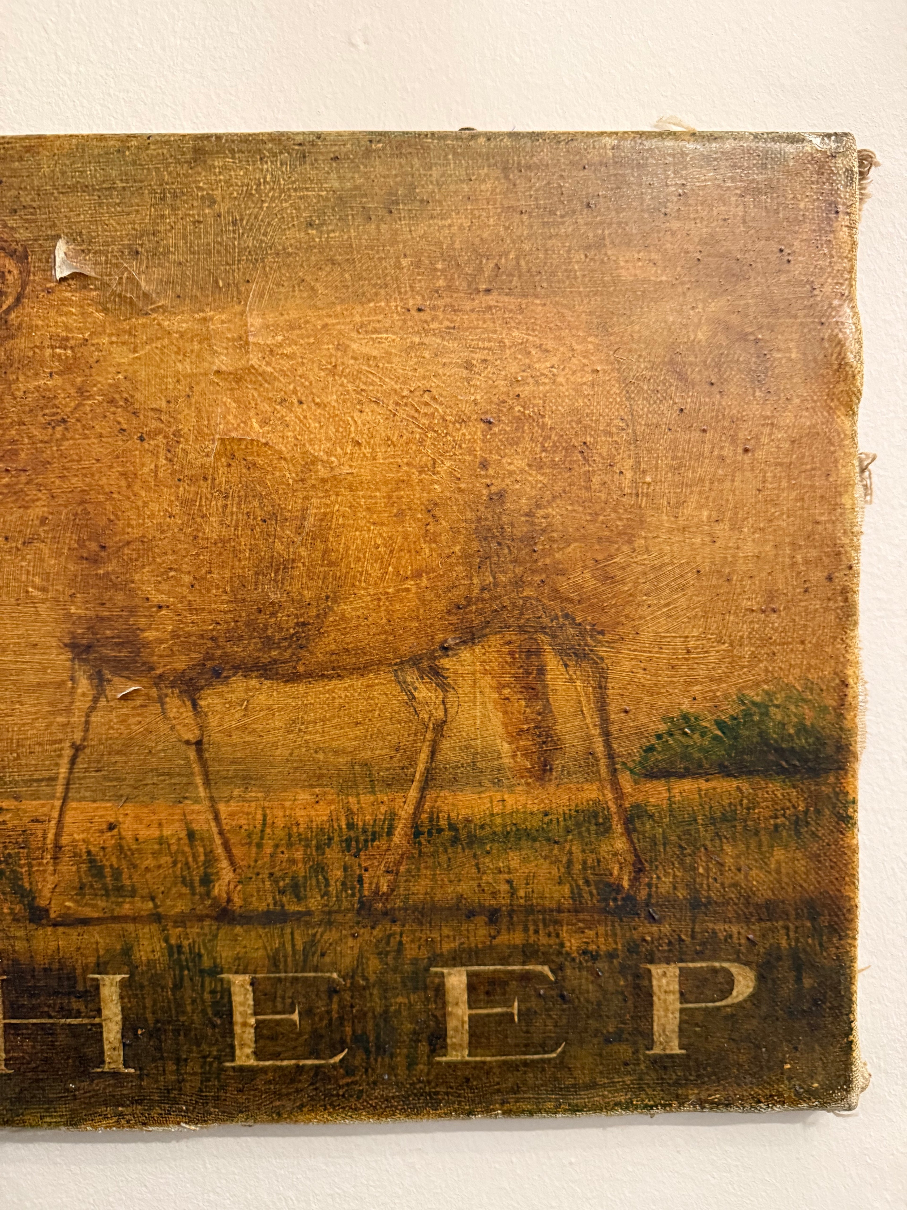 Sheep: naive oil on canvas painting