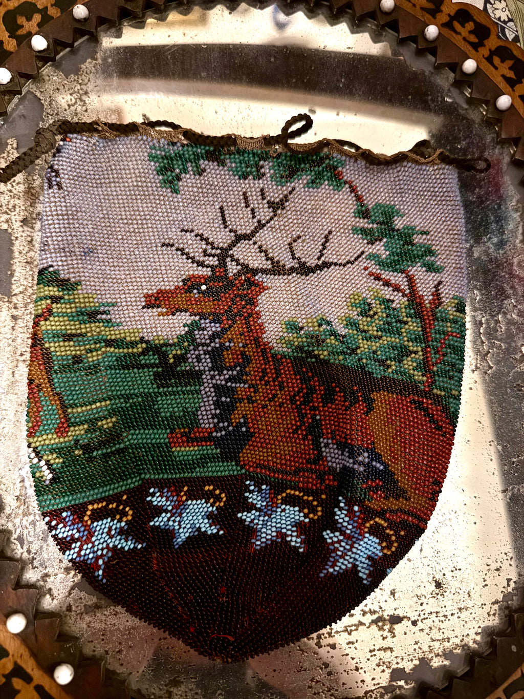 1870-1880 Victorian beadwork purse with calf lining