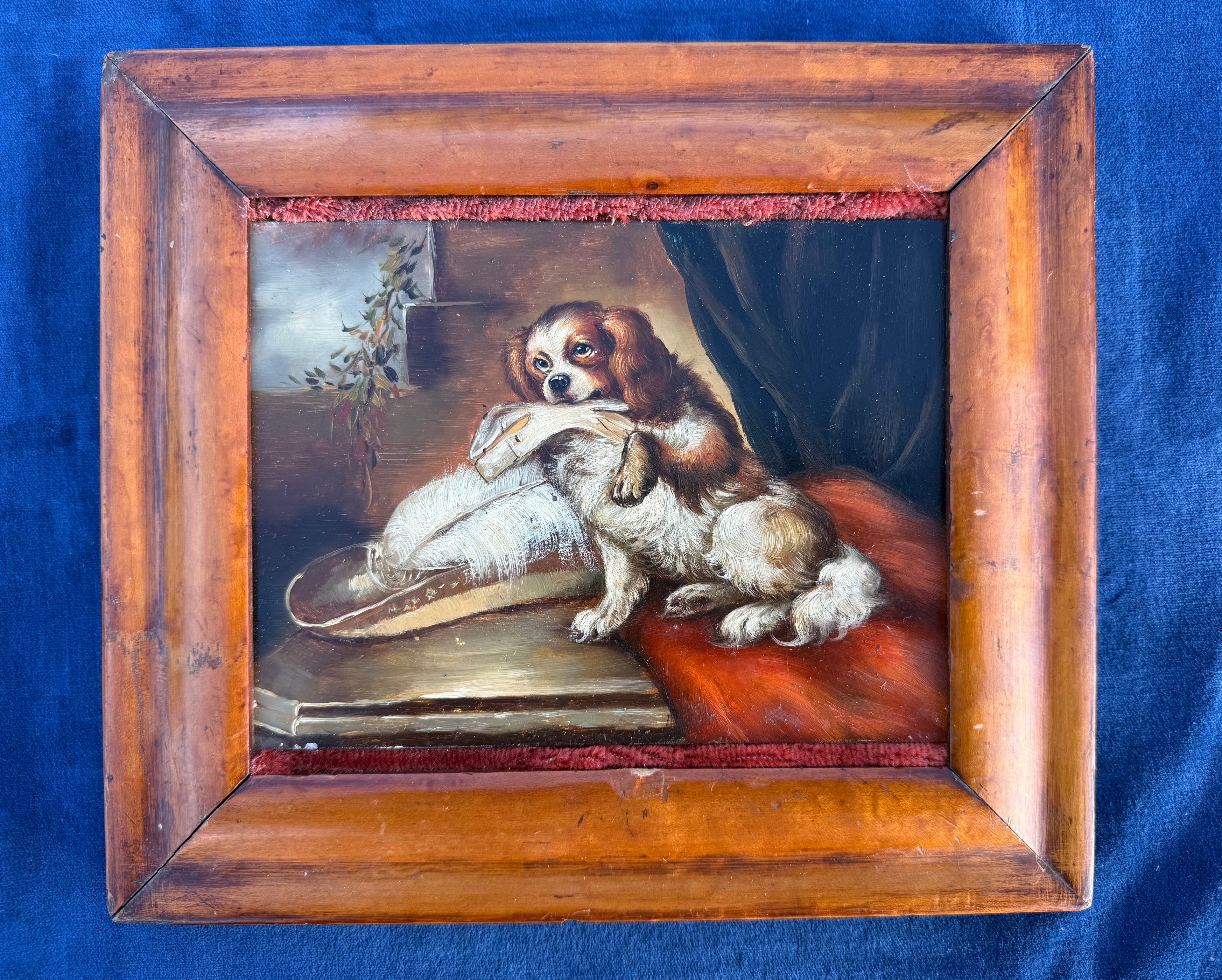 Victorian oil on panel painting of Cavalier Spaniel