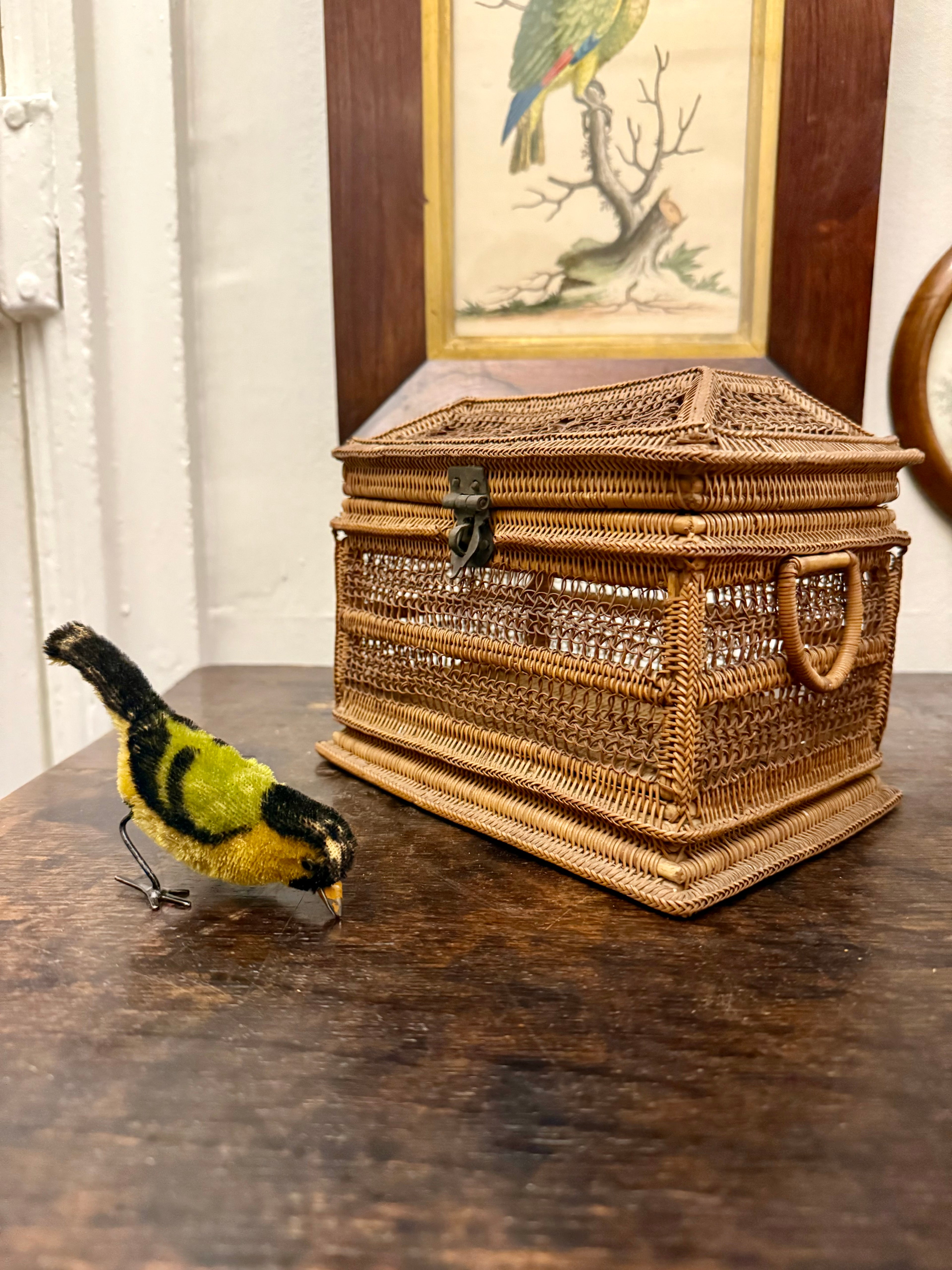 Antique fine woven bird basket