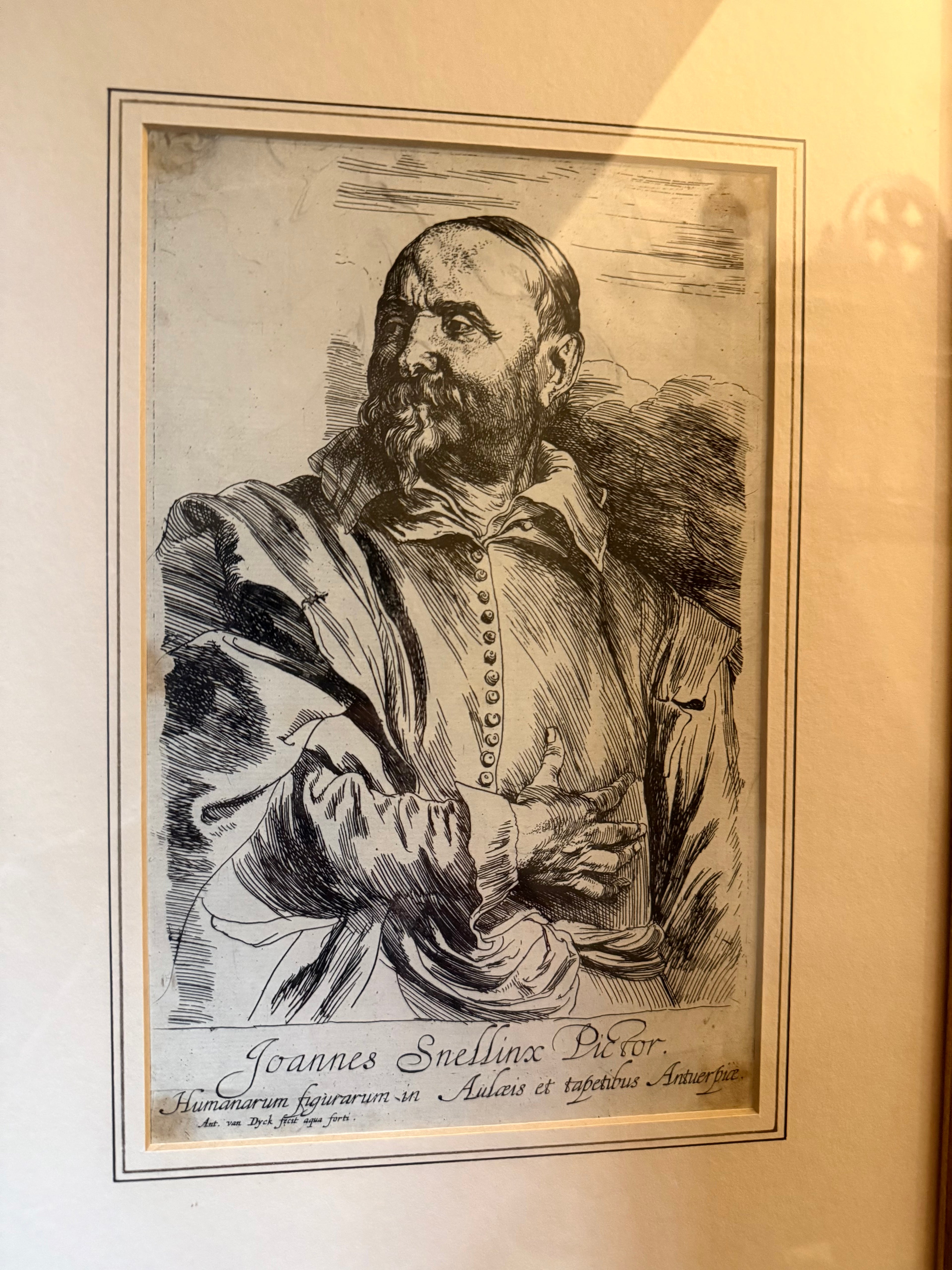 Flemish Old Master Anthony Van Dyck etching of Jan Snellinx