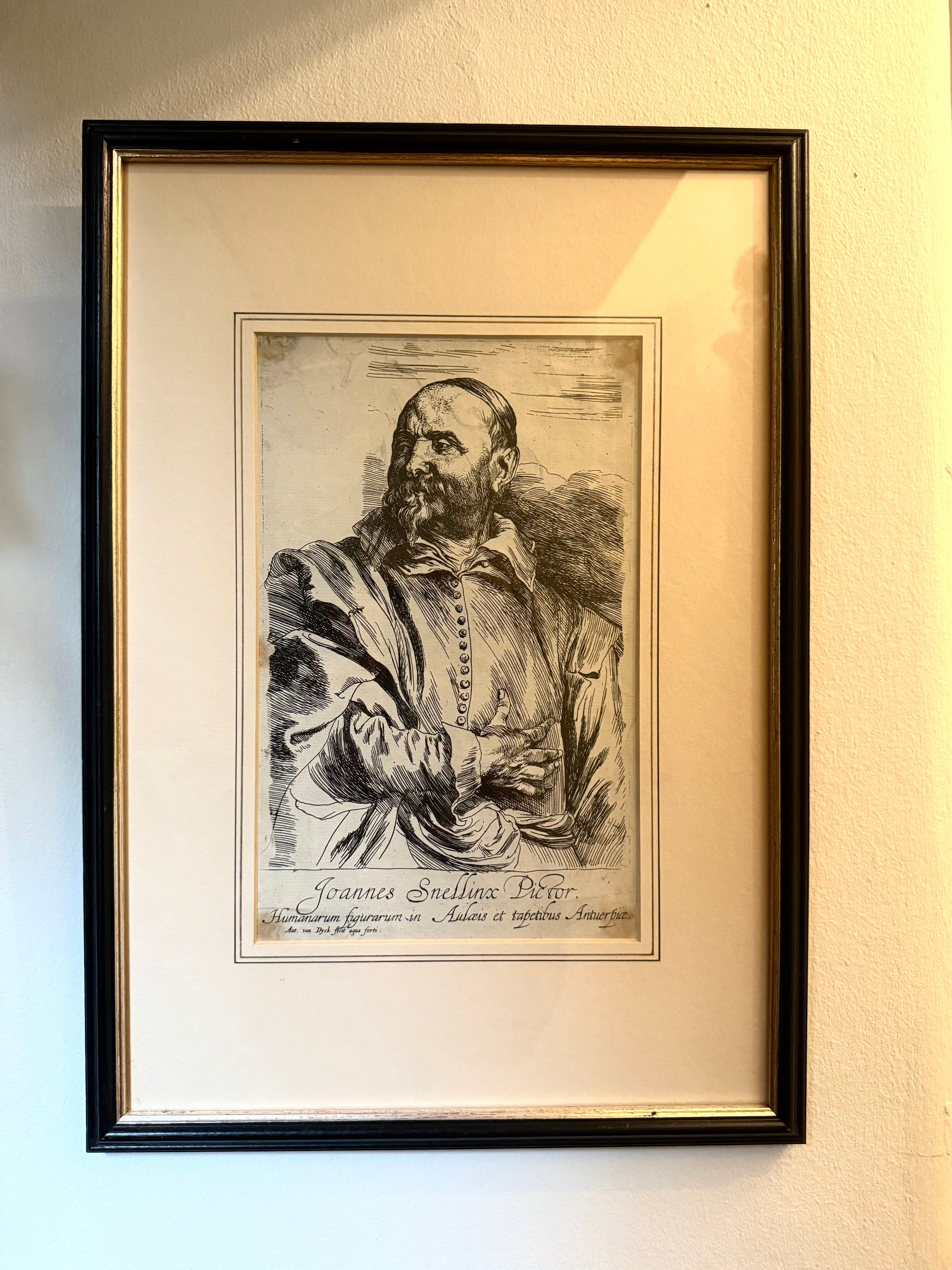 Flemish Old Master Anthony Van Dyck etching of Jan Snellinx