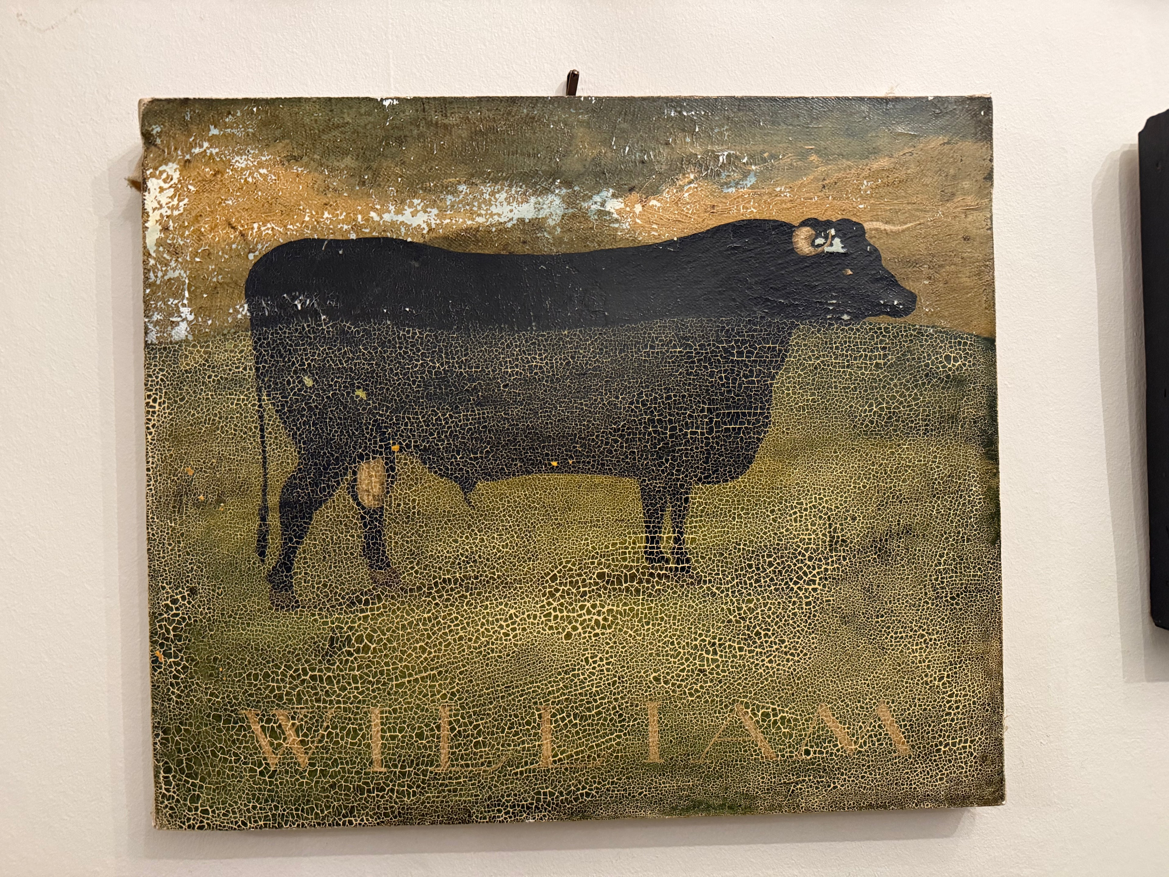 William: vintage naive cow portrait