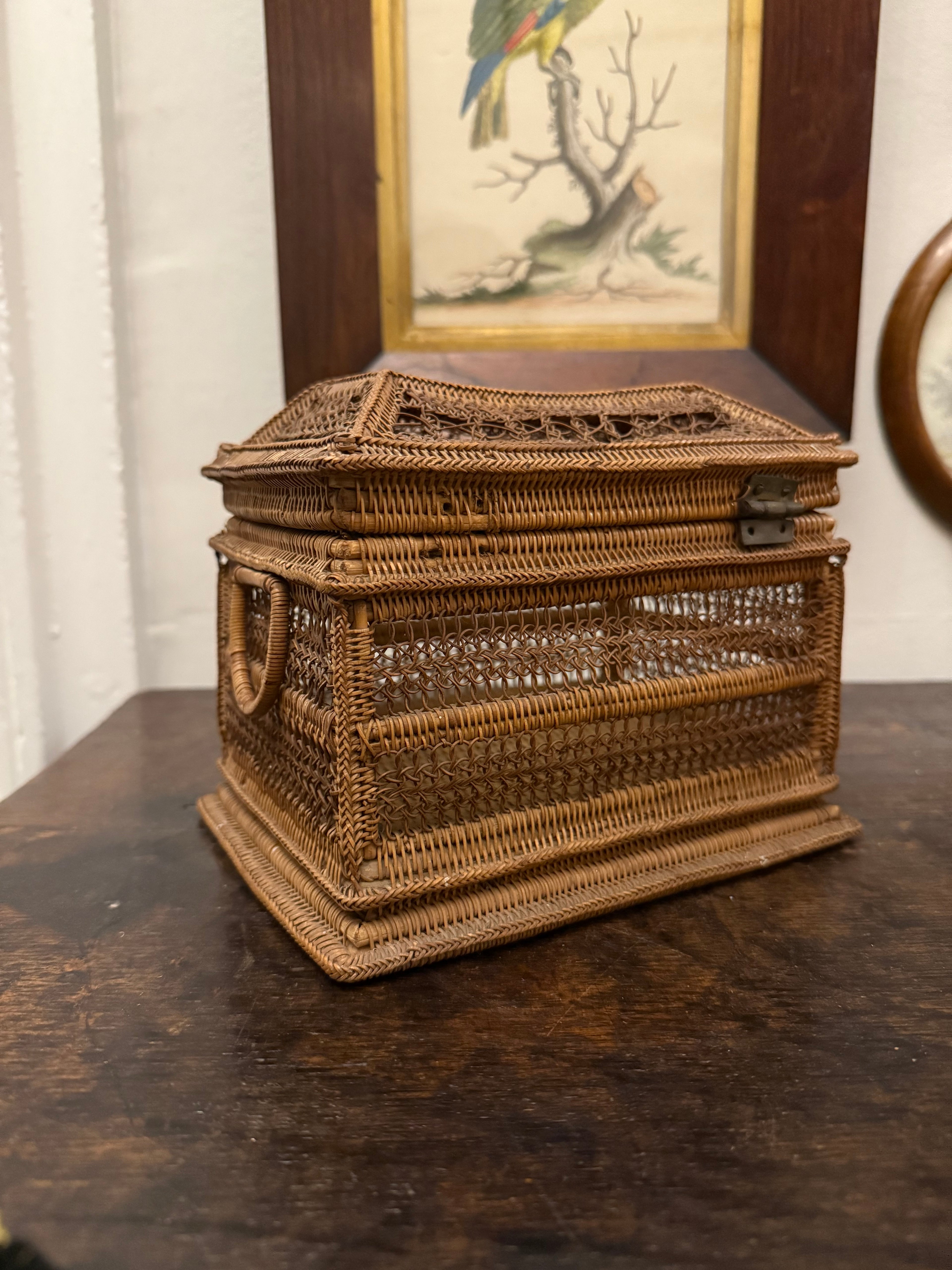 Antique fine woven bird basket