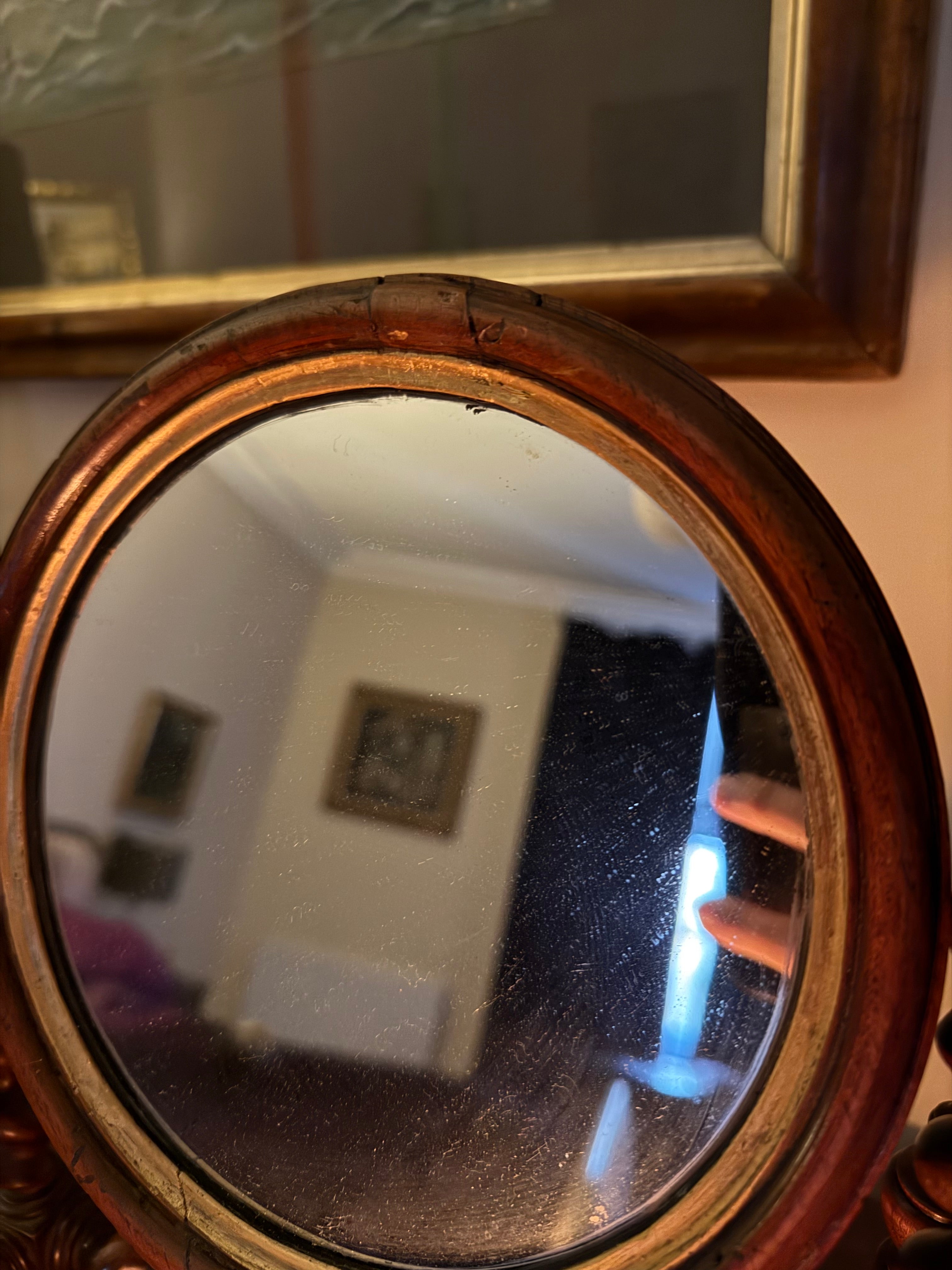 Unique Georgian or Victorian barley twist shaving mirror