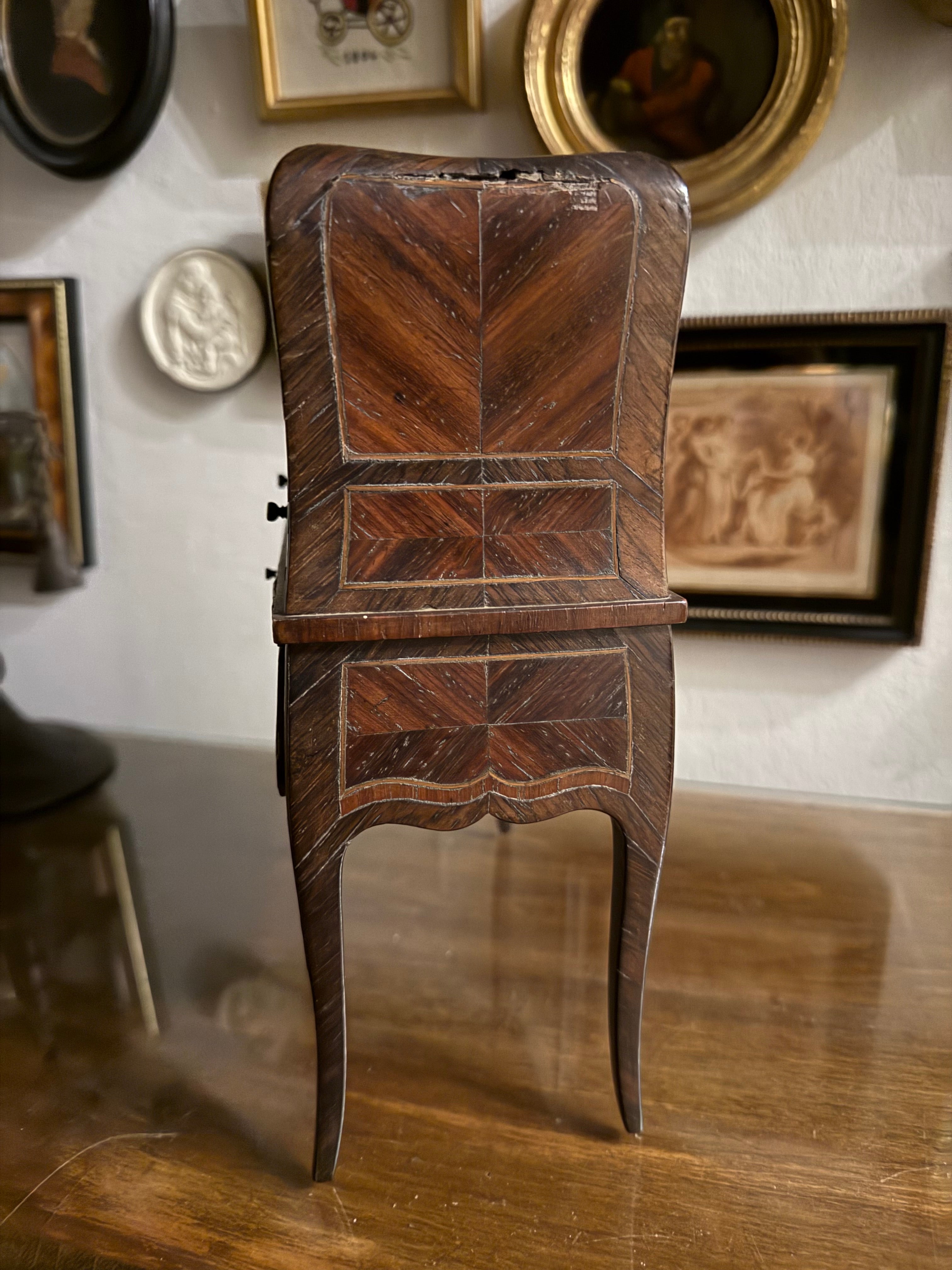 Mid 19th century antique miniature tambour fronted cabinet