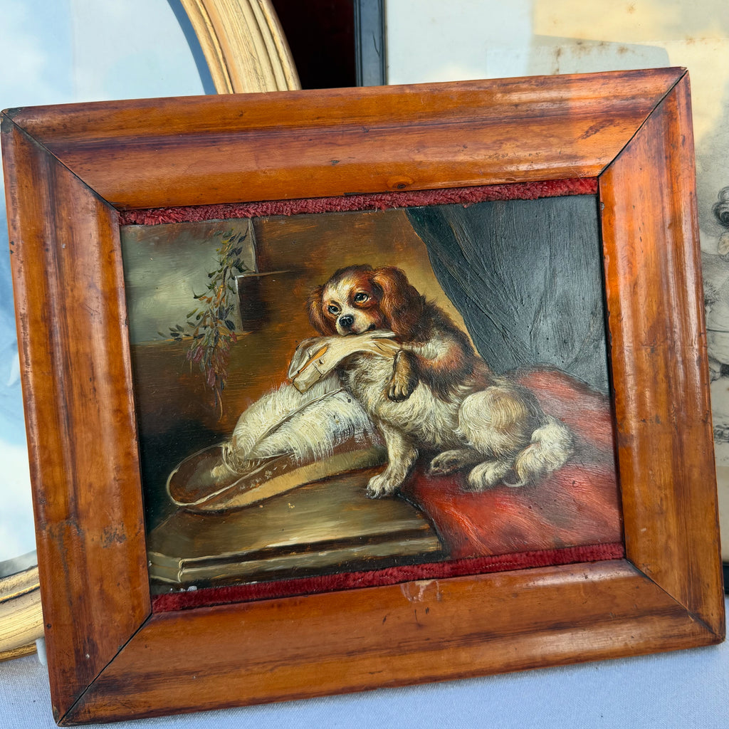 Victorian oil on panel painting of Cavalier Spaniel