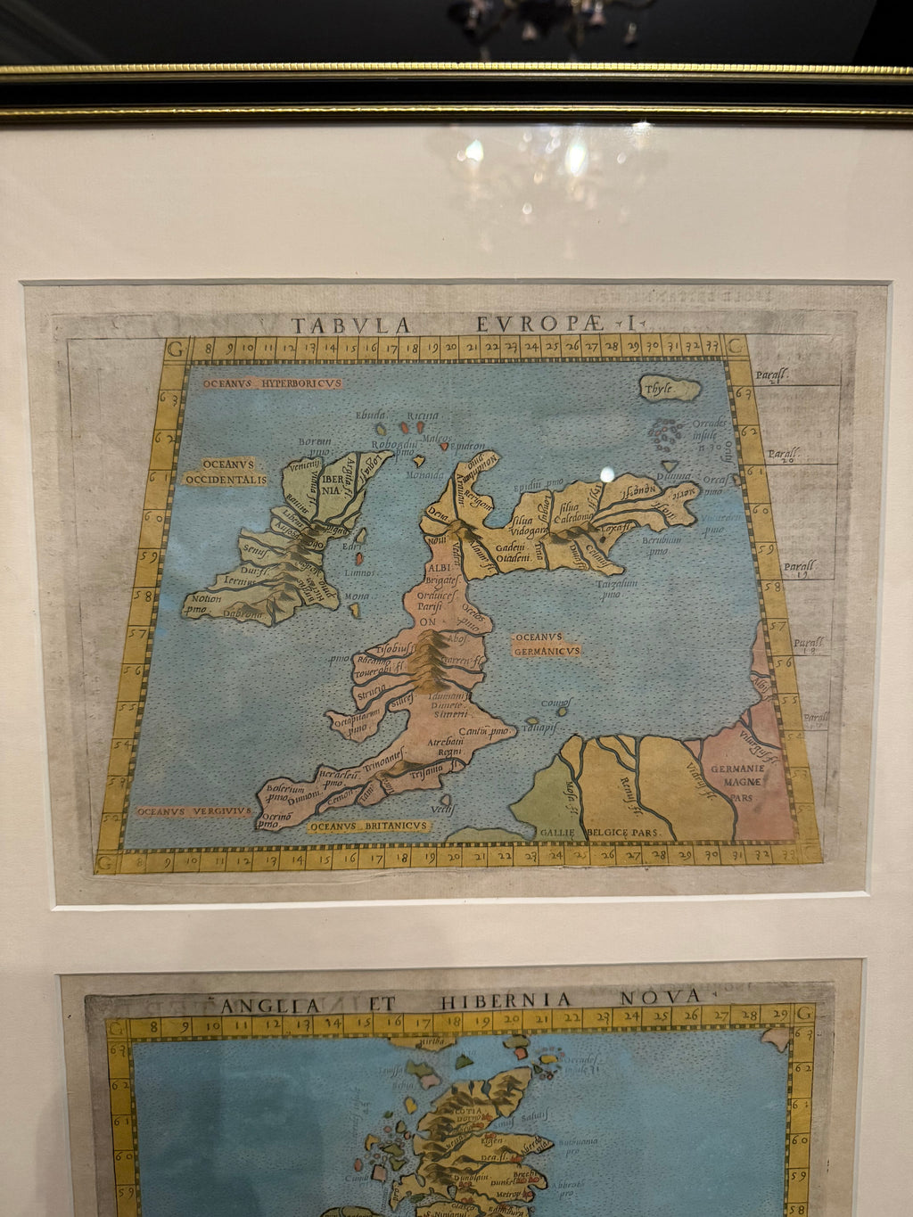 Pair of circa 1561 Ruscelli Maps, including Anglia Et Hiberna Nova and Tabula Europe