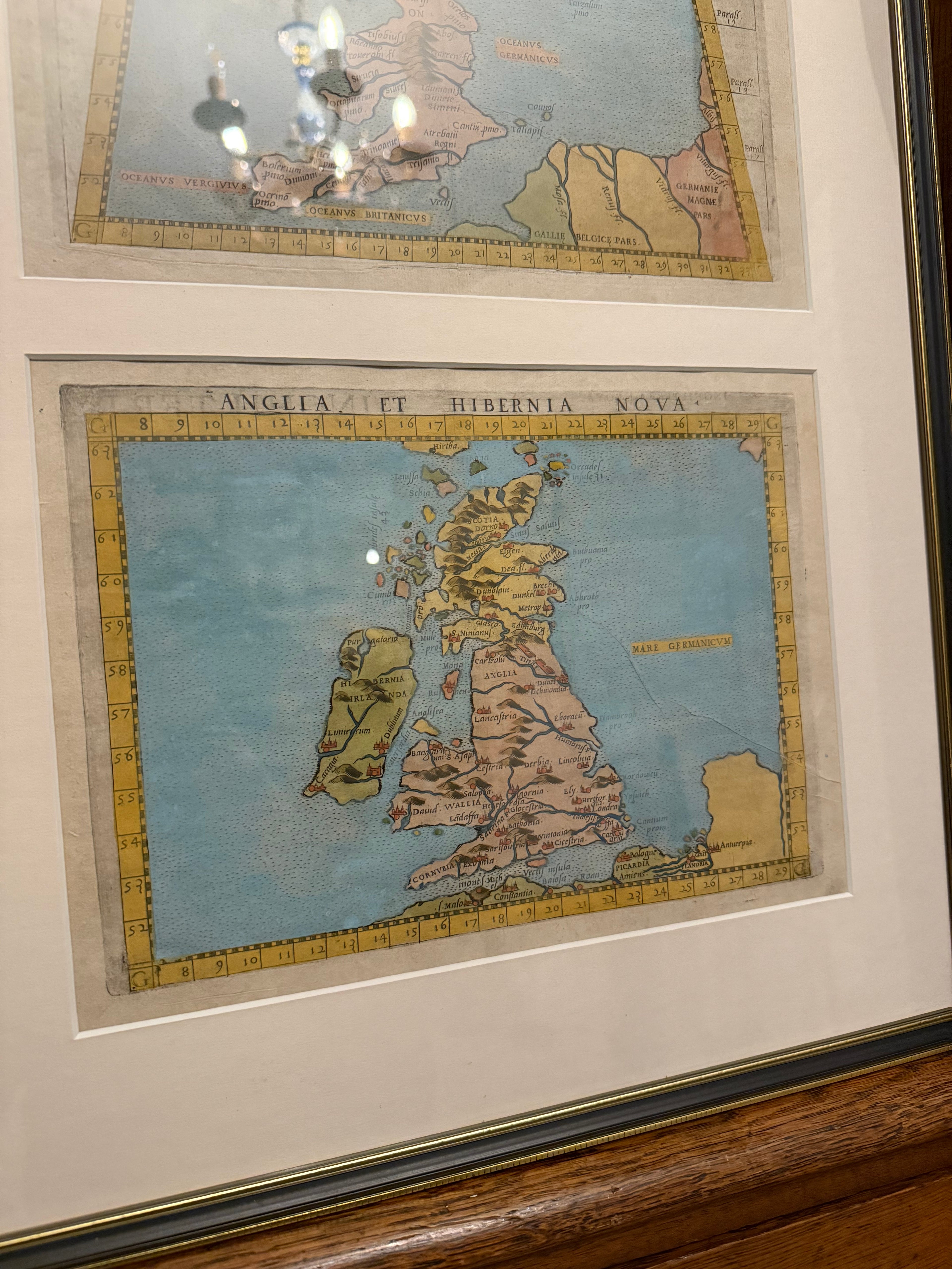 Pair of circa 1561 Ruscelli Maps, including Anglia Et Hiberna Nova and Tabula Europe