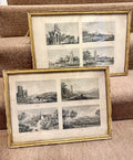 Pair of c1780 French uncut engravings of ruins in original frames