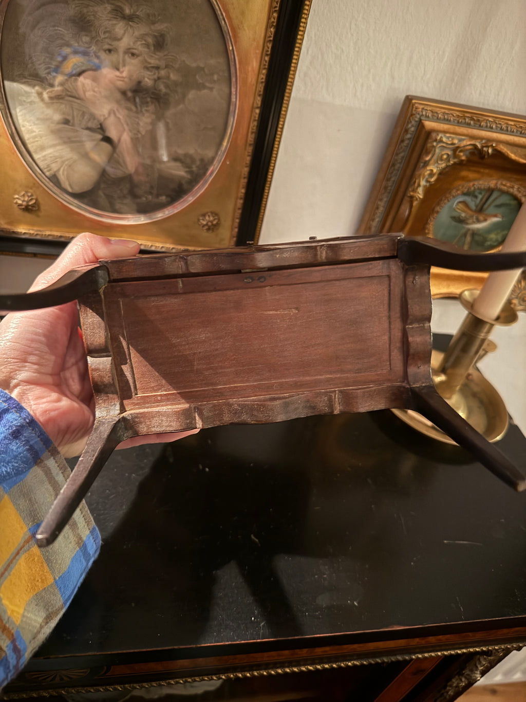 Mid 19th century antique miniature tambour fronted cabinet