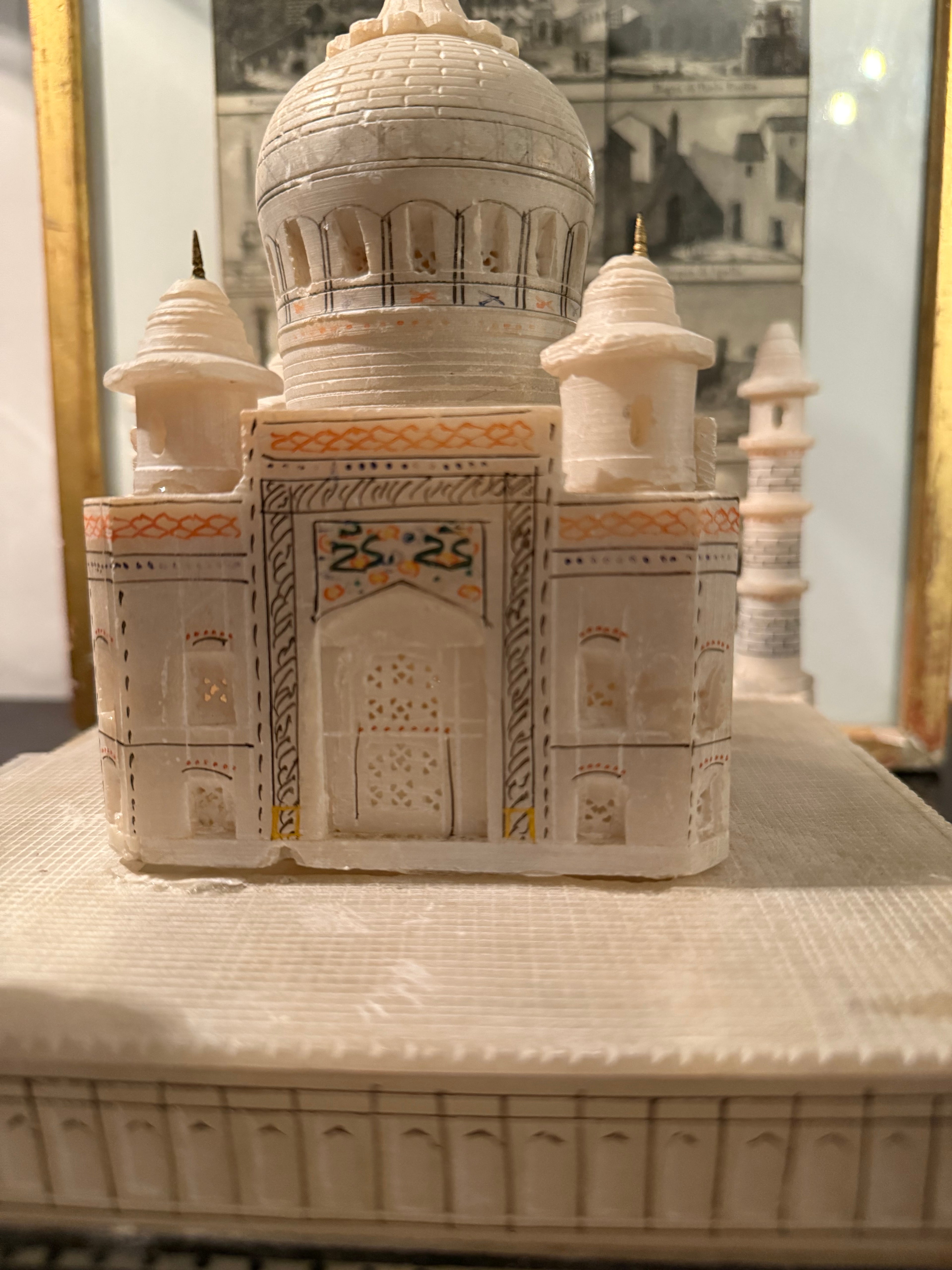 Miniature scale alabaster model of the Taj Mahal