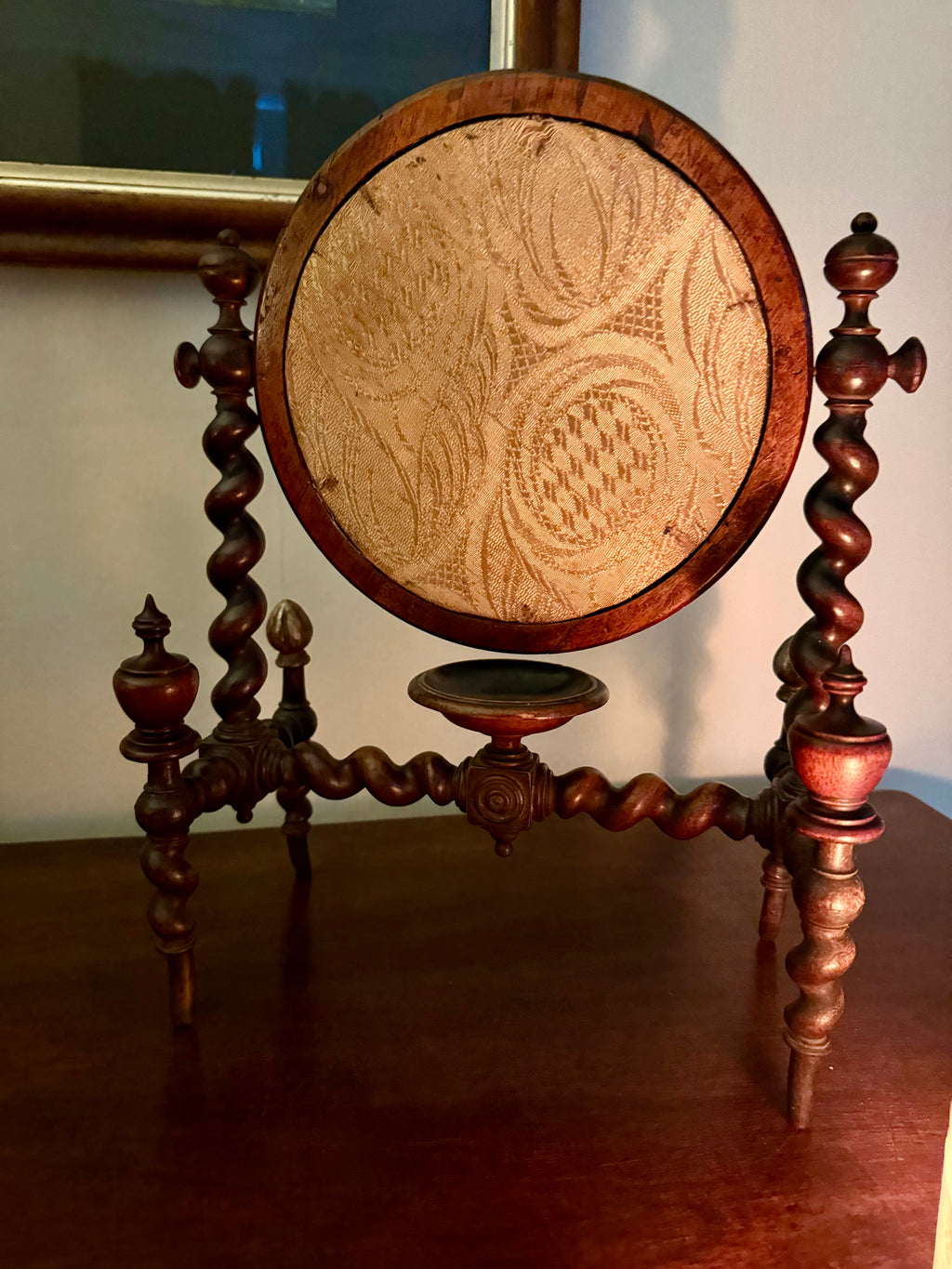 Unique Georgian or Victorian barley twist shaving mirror
