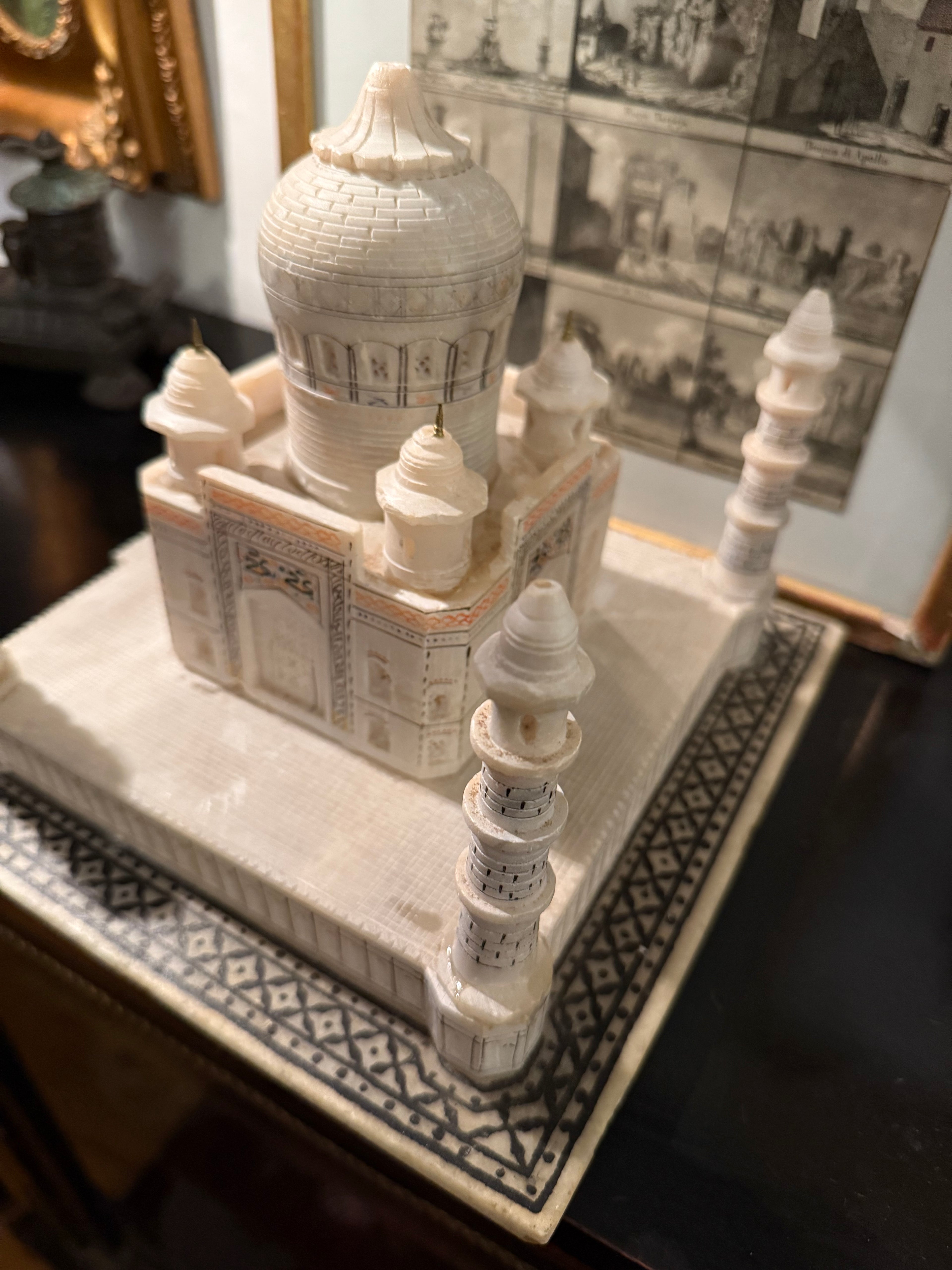 Miniature scale alabaster model of the Taj Mahal