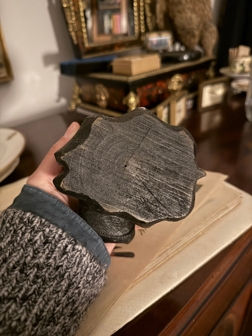 Hardwood ebonised antique carved hippo