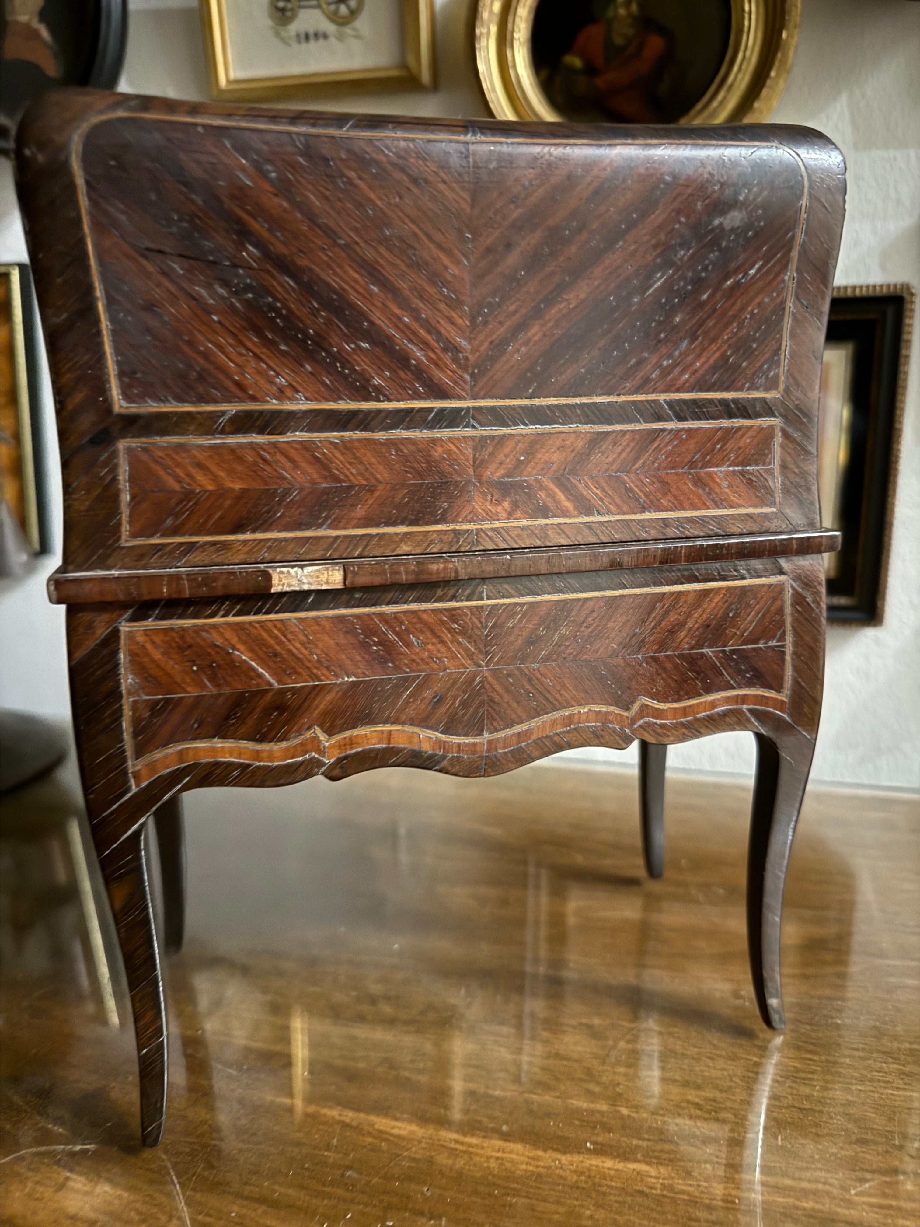 Mid 19th century antique miniature tambour fronted cabinet