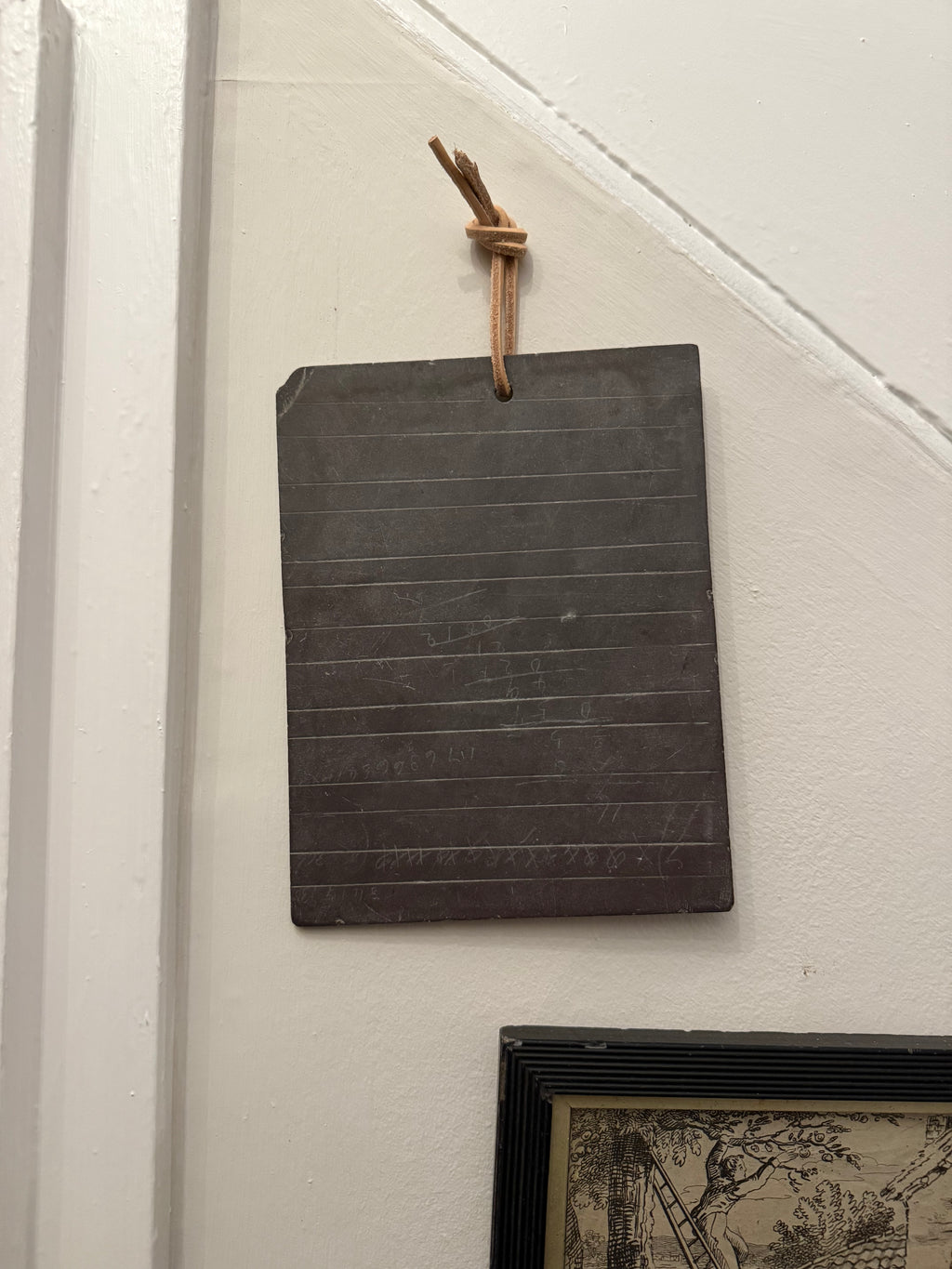 Antique Welsh slate lined school tablet