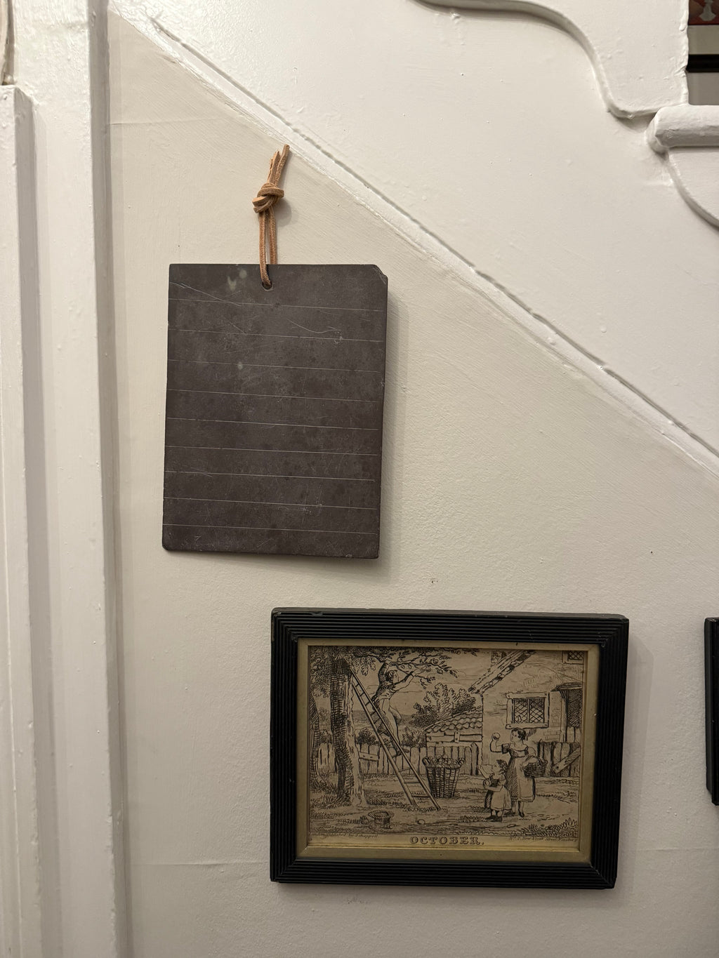 Antique Welsh slate lined school tablet
