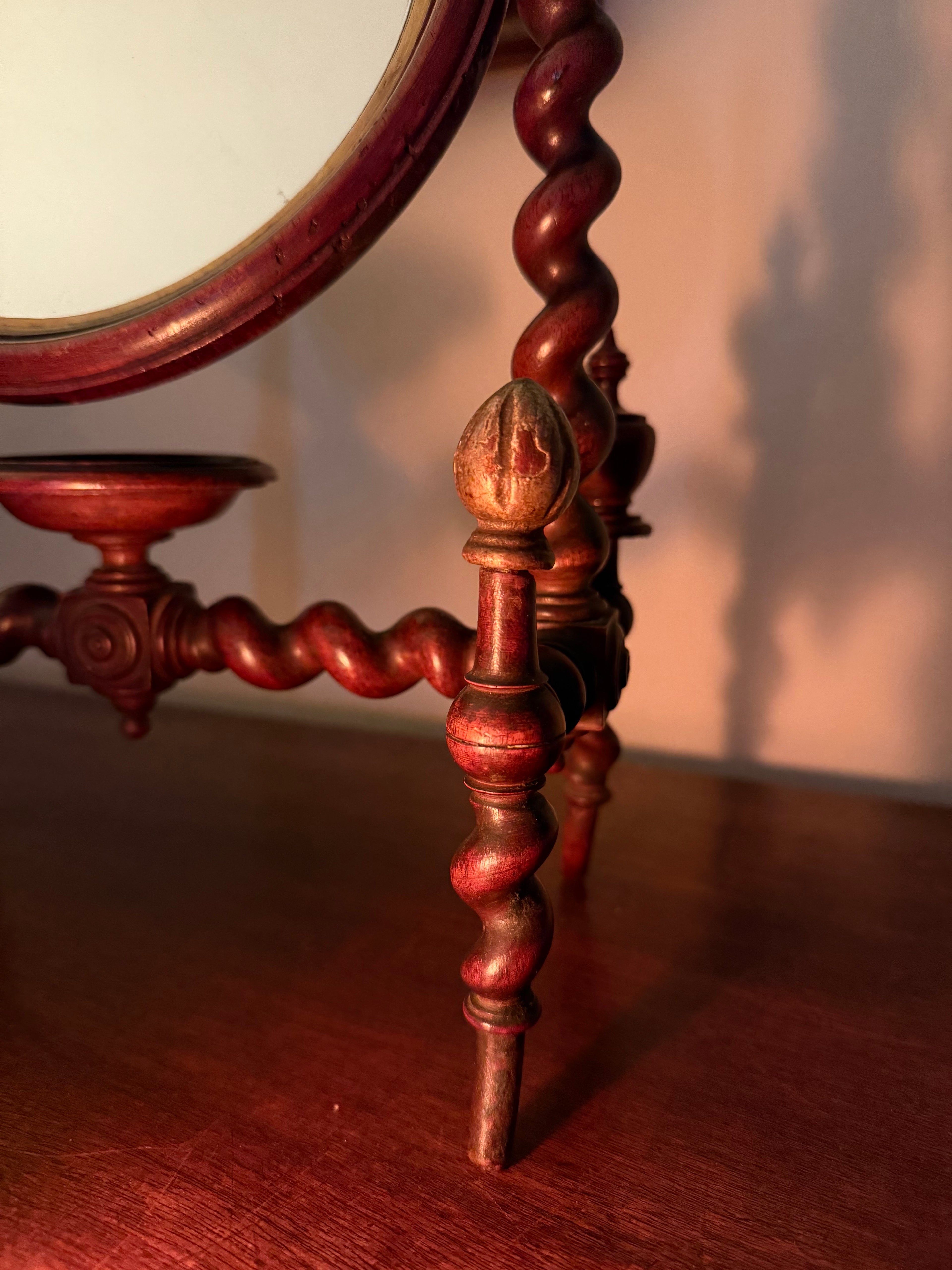 Unique Georgian or Victorian barley twist shaving mirror