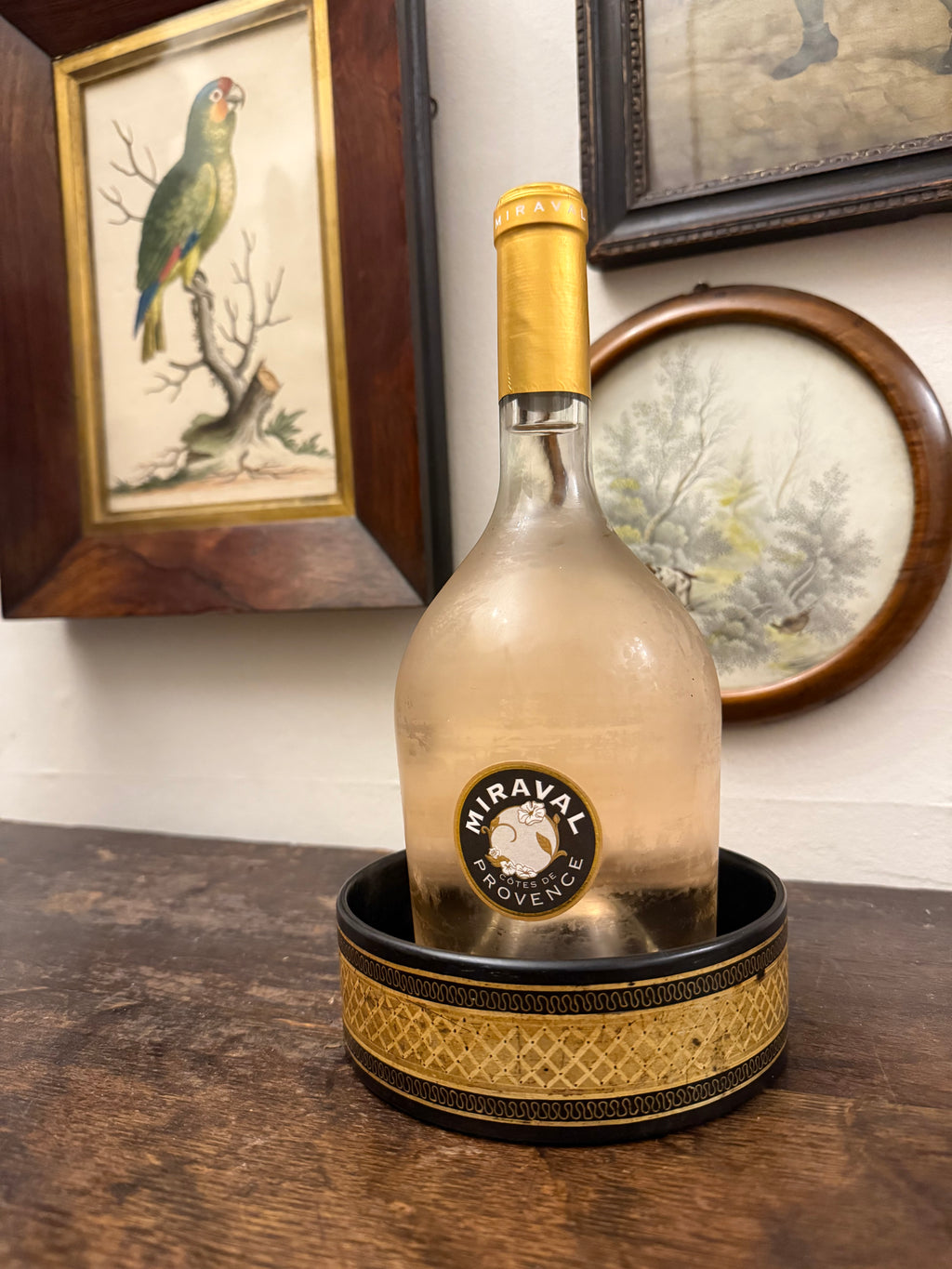 Late Georgian gold Papier Mache wine coaster