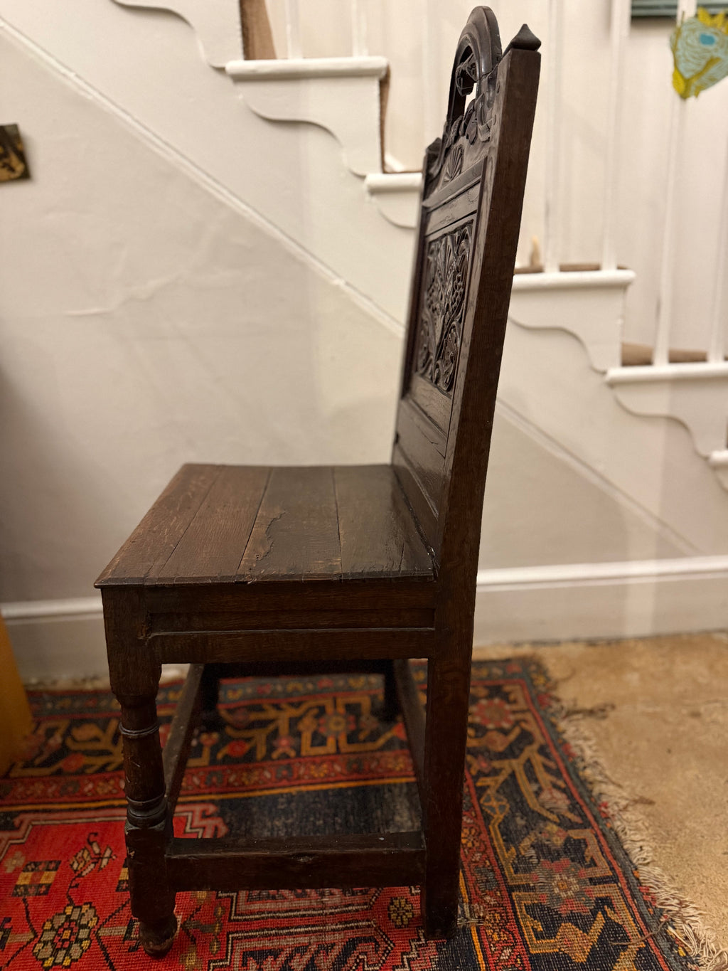 17th century chair with original witch protection marks daisy wheels