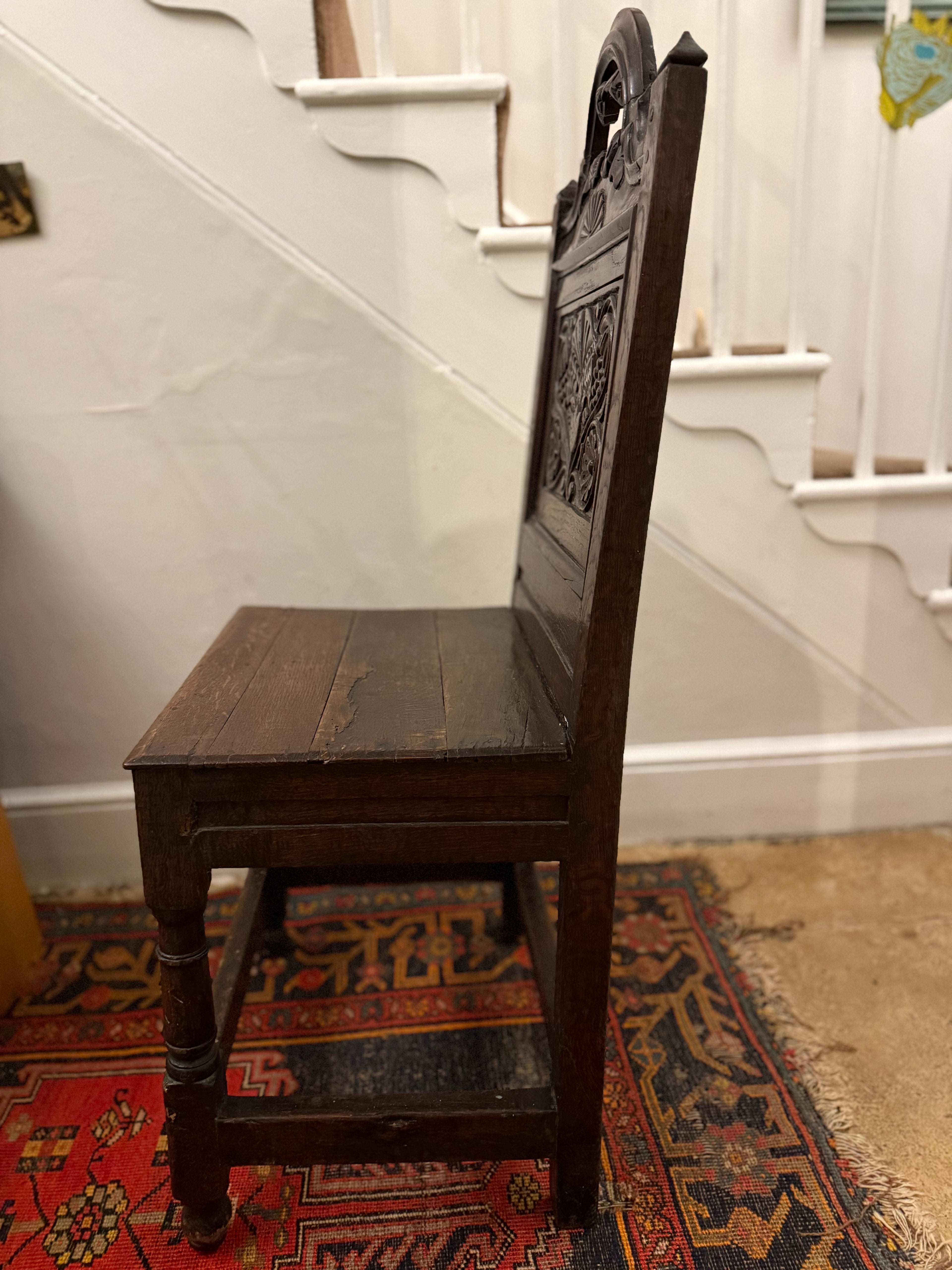 17th century chair with original witch protection marks daisy wheels
