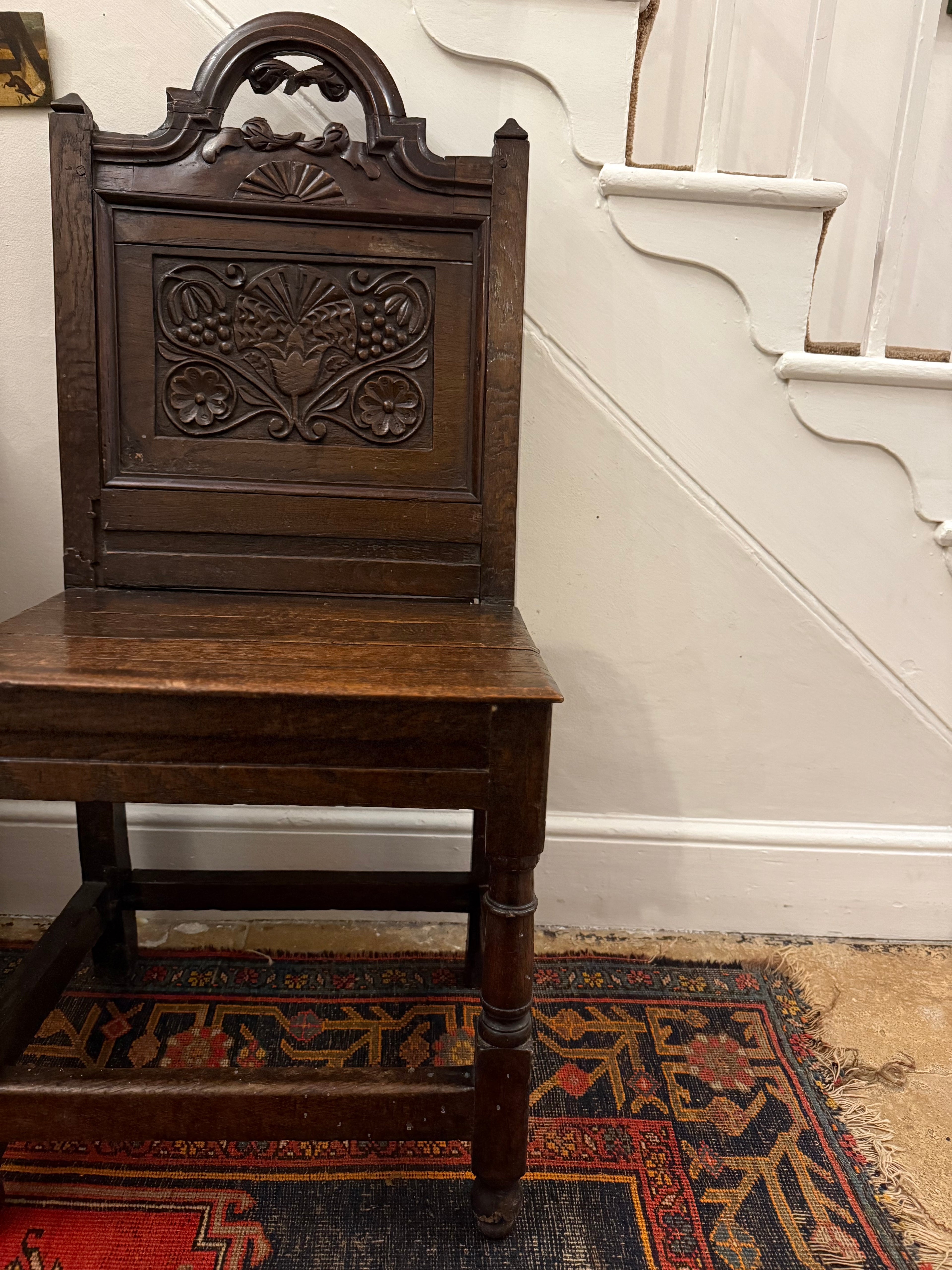 17th century chair with original witch protection marks daisy wheels