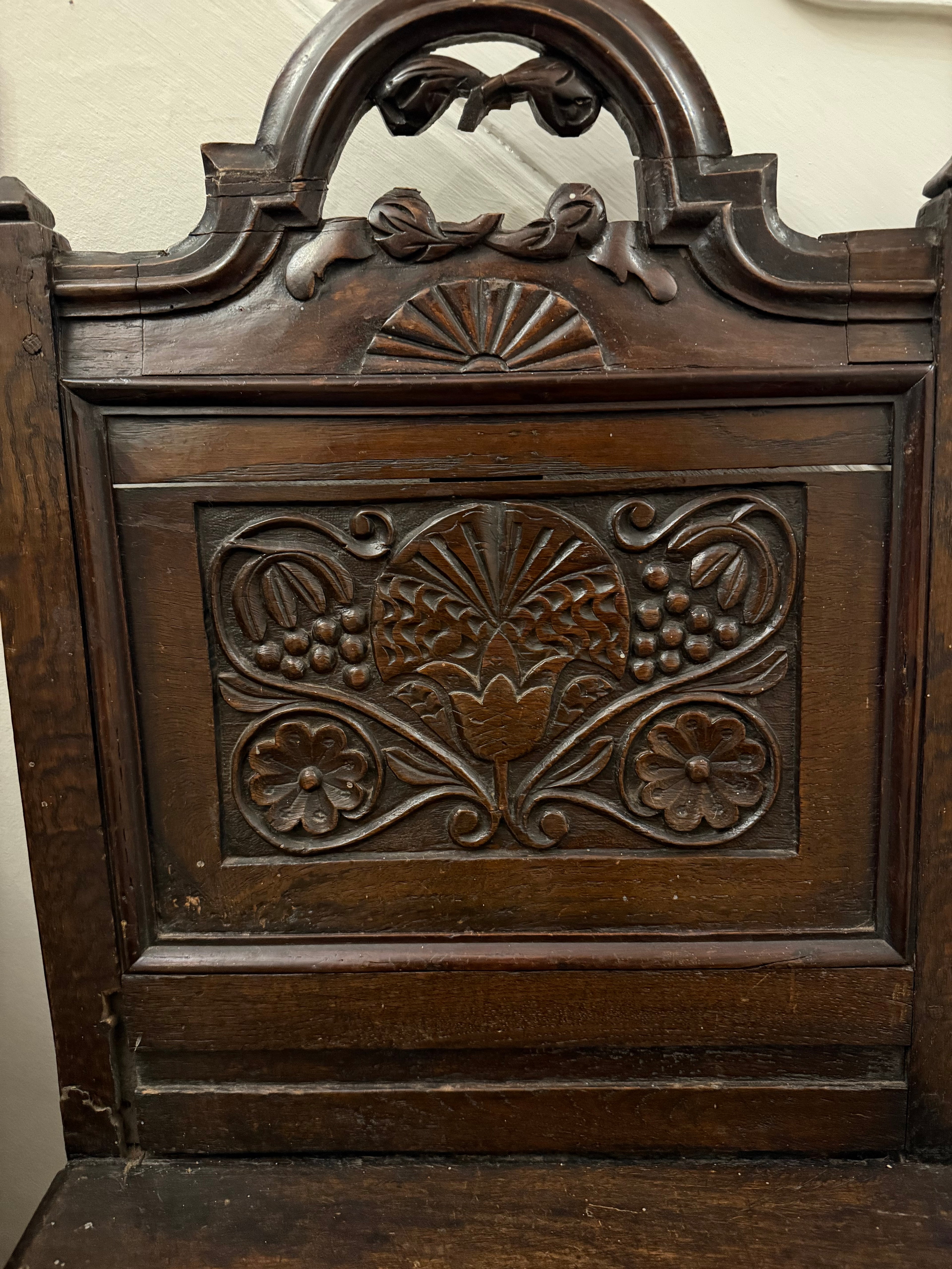 17th century chair with original witch protection marks daisy wheels