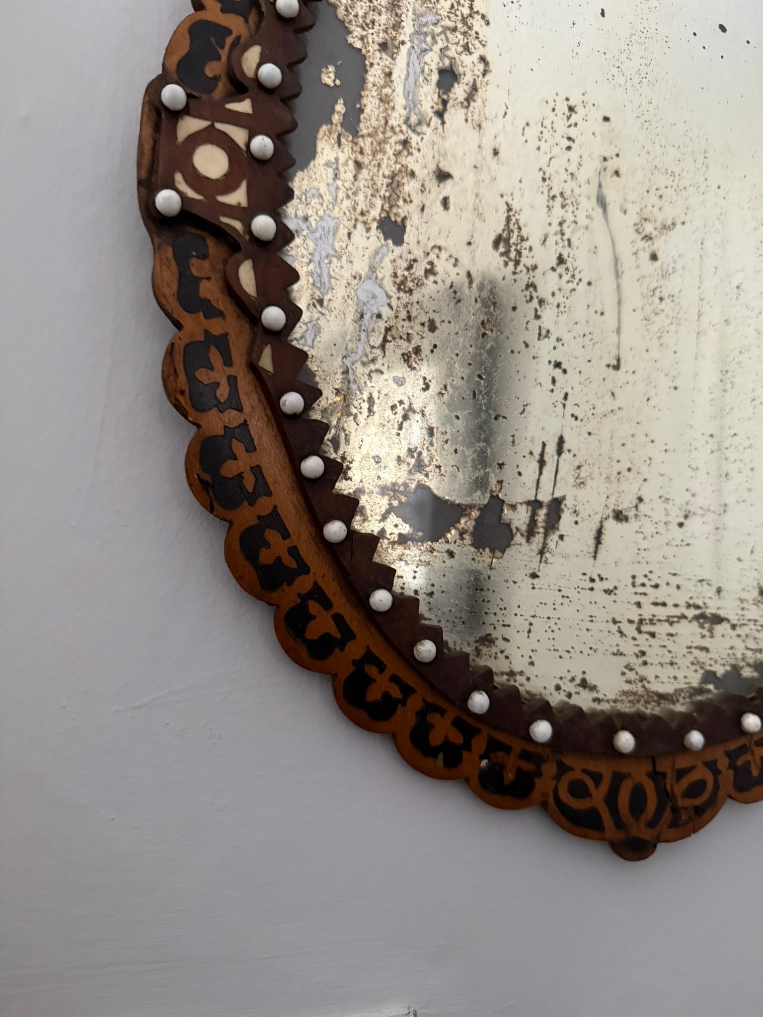 Rare and unique 18th or 19th century fretwork inlaid mirror