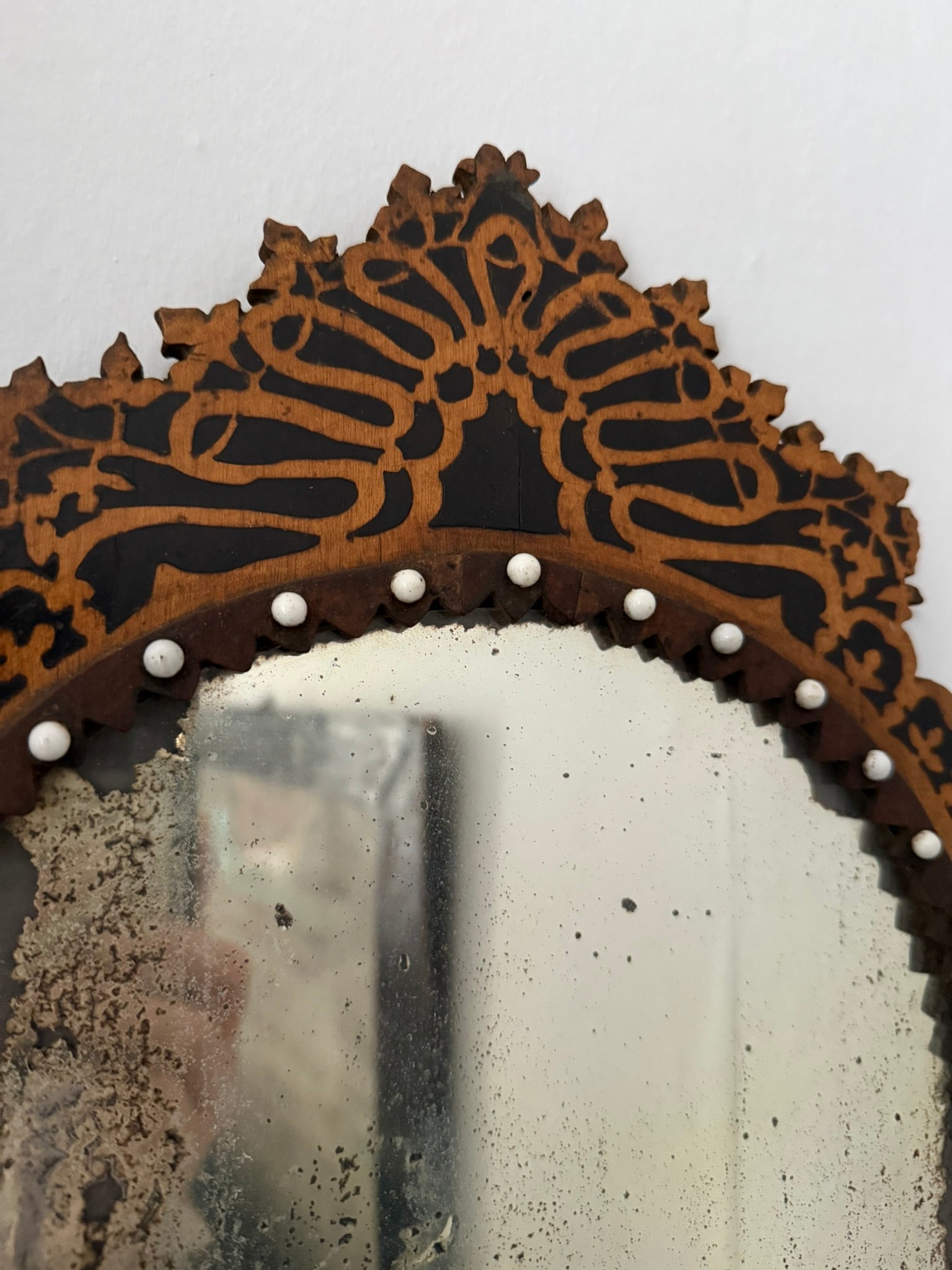 Rare and unique 18th or 19th century fretwork inlaid mirror