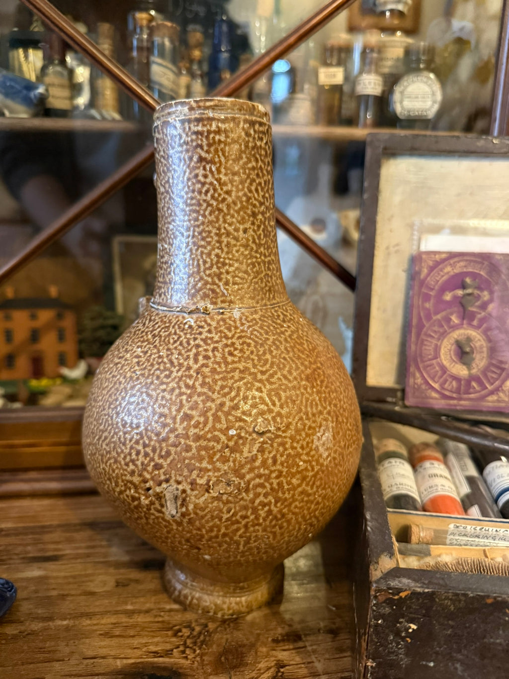 17th century salt glazed stoneware vessel