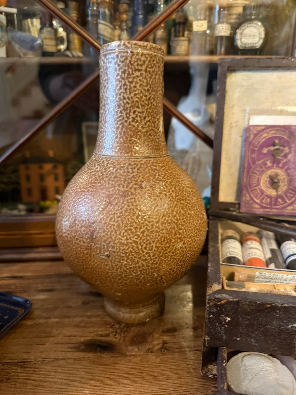 17th century salt glazed stoneware vessel