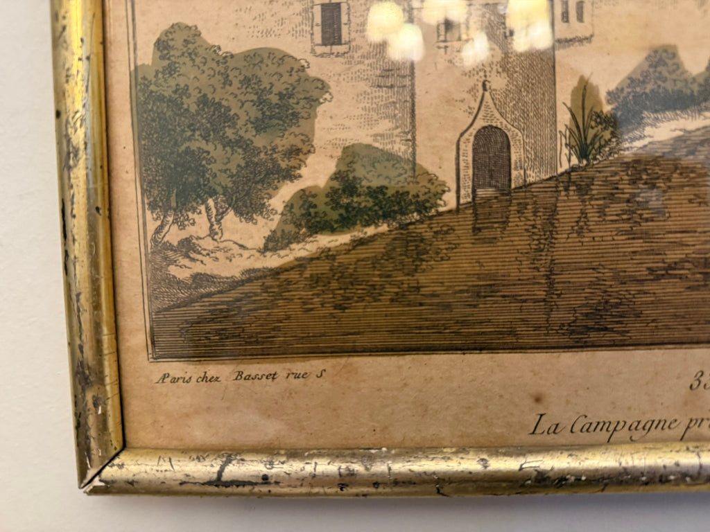 18th century French Vue Perspective of Utrecht in silver gilt frame