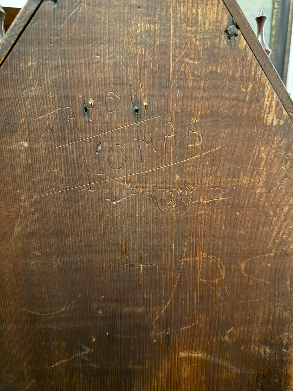 1860s antique American gothic tower clock with reverse glass panel